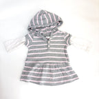 Tiny Little Wonders Grey & Pink Striped Hooded Dress - 3-6 Months | 00