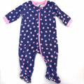 Kids & Co Navy & Pink Fleece Footed Sleepsuit - 3-6 Months | 00