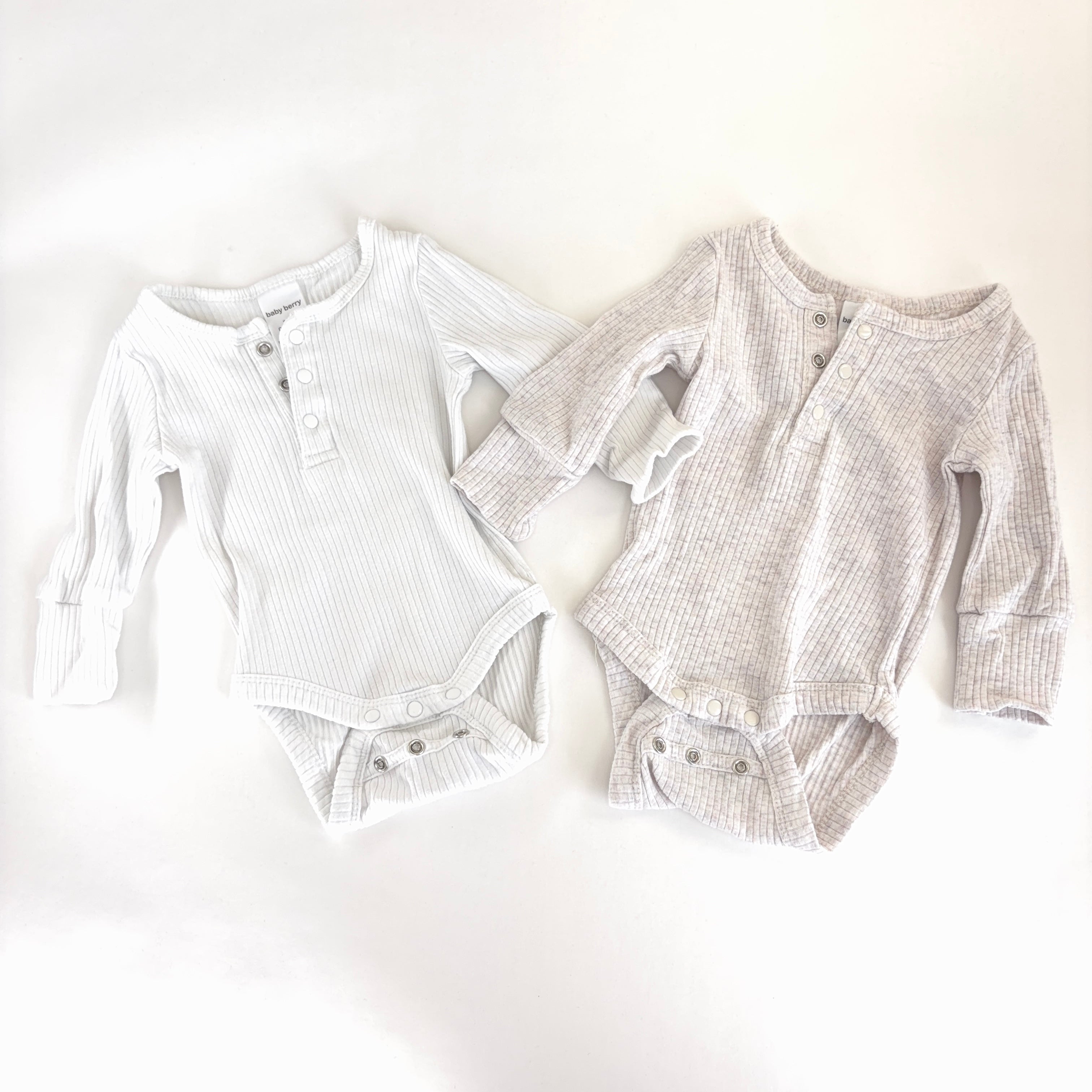 Baby Berry Ribbed Long Sleeve Bodysuit Bundle - 2 Pack - 0-3 Months | 000