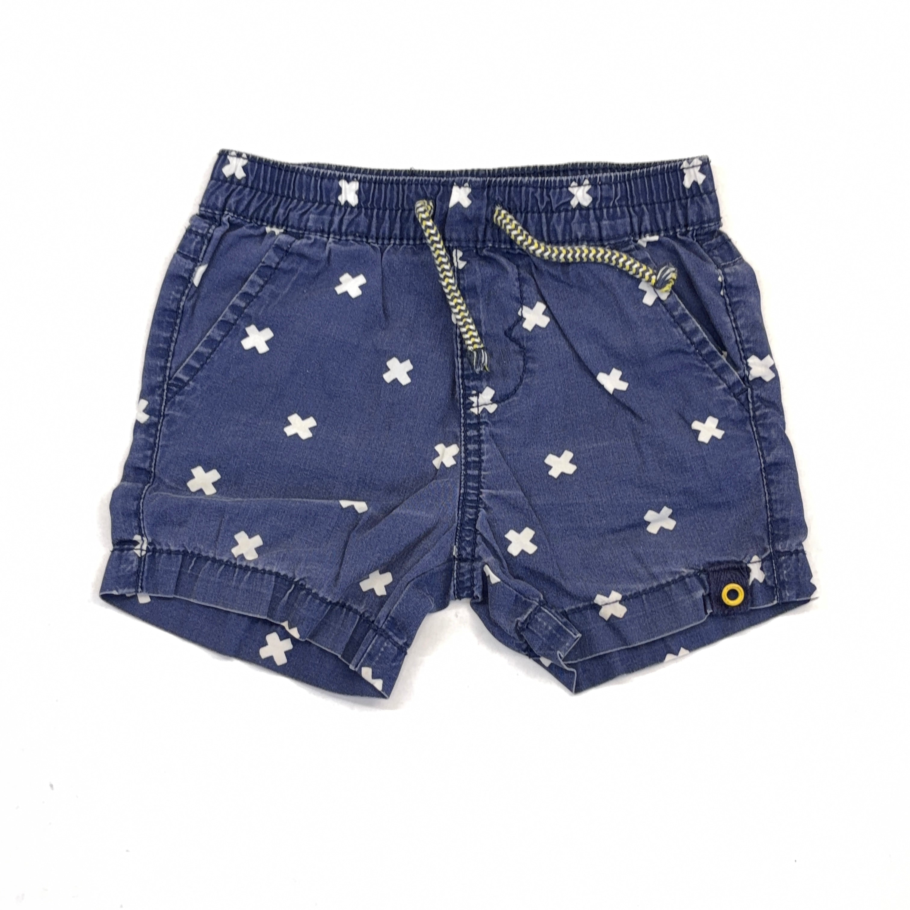 Dymples Navy Cross Print Shorts - 6-12 Months | 0