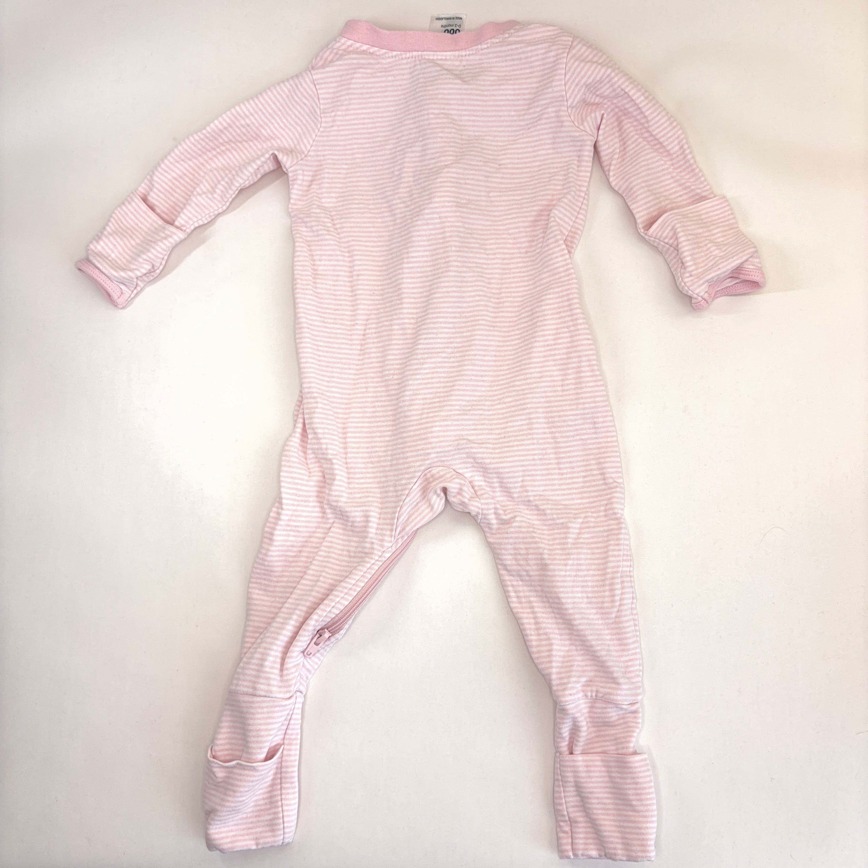 Anko Pink Stripe Zip Growsuit - 0-3 Months | 000