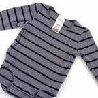 Bonds Grey Striped Rib Bodysuit - 0-3 Months | 000