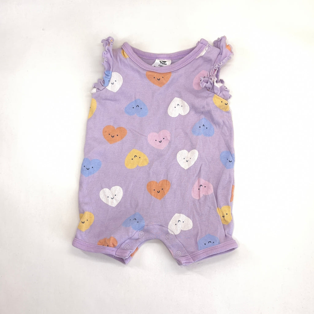Dymples Heart Print Romper - 0-3 Months | 000