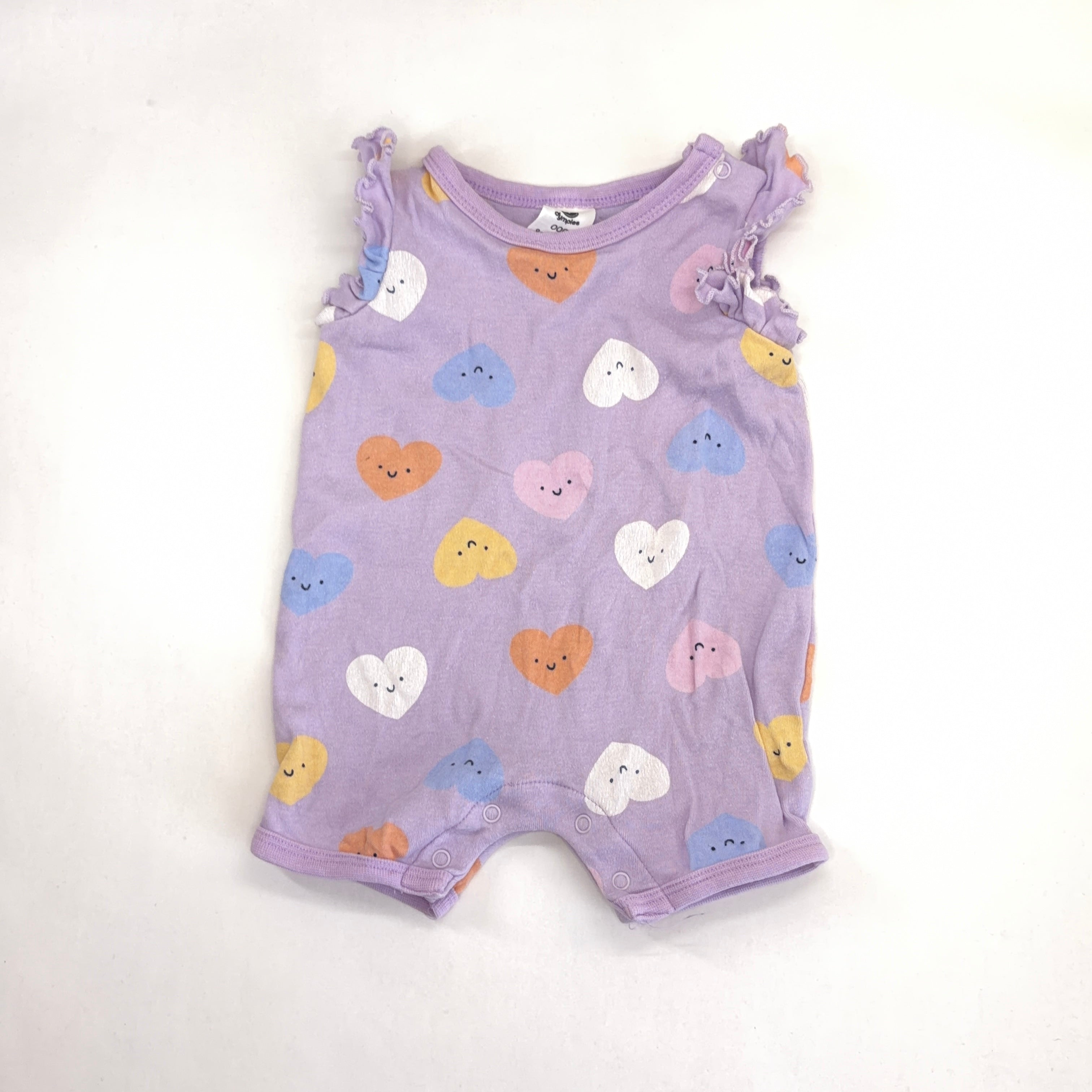 Dymples Heart Print Romper - 0-3 Months | 000