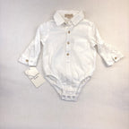 Designer Kidz White Collared Bodysuit - 6-12 Months | 0