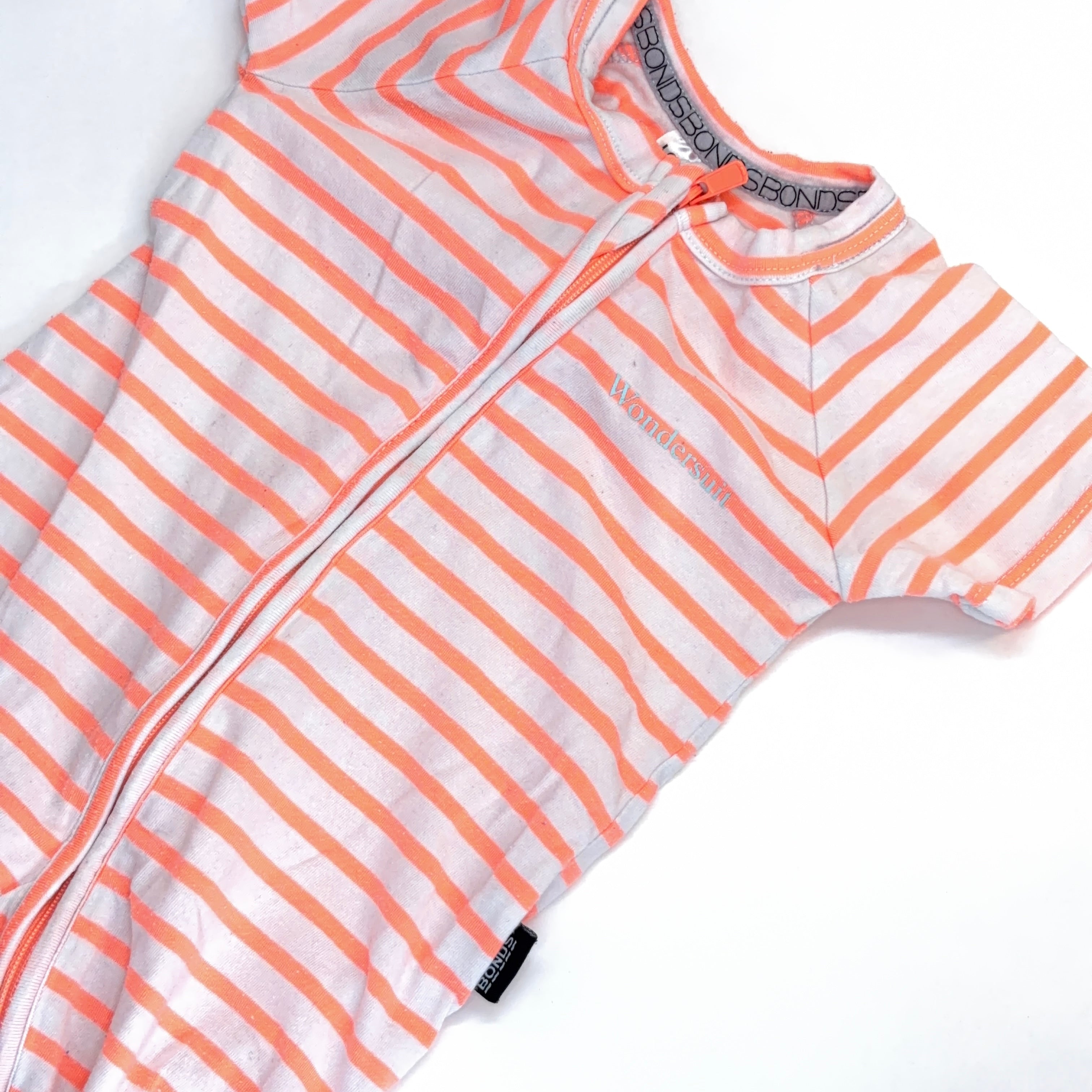 Bonds Orange Stripe Short Sleeve Wondersuit - 3-6 Months | 00