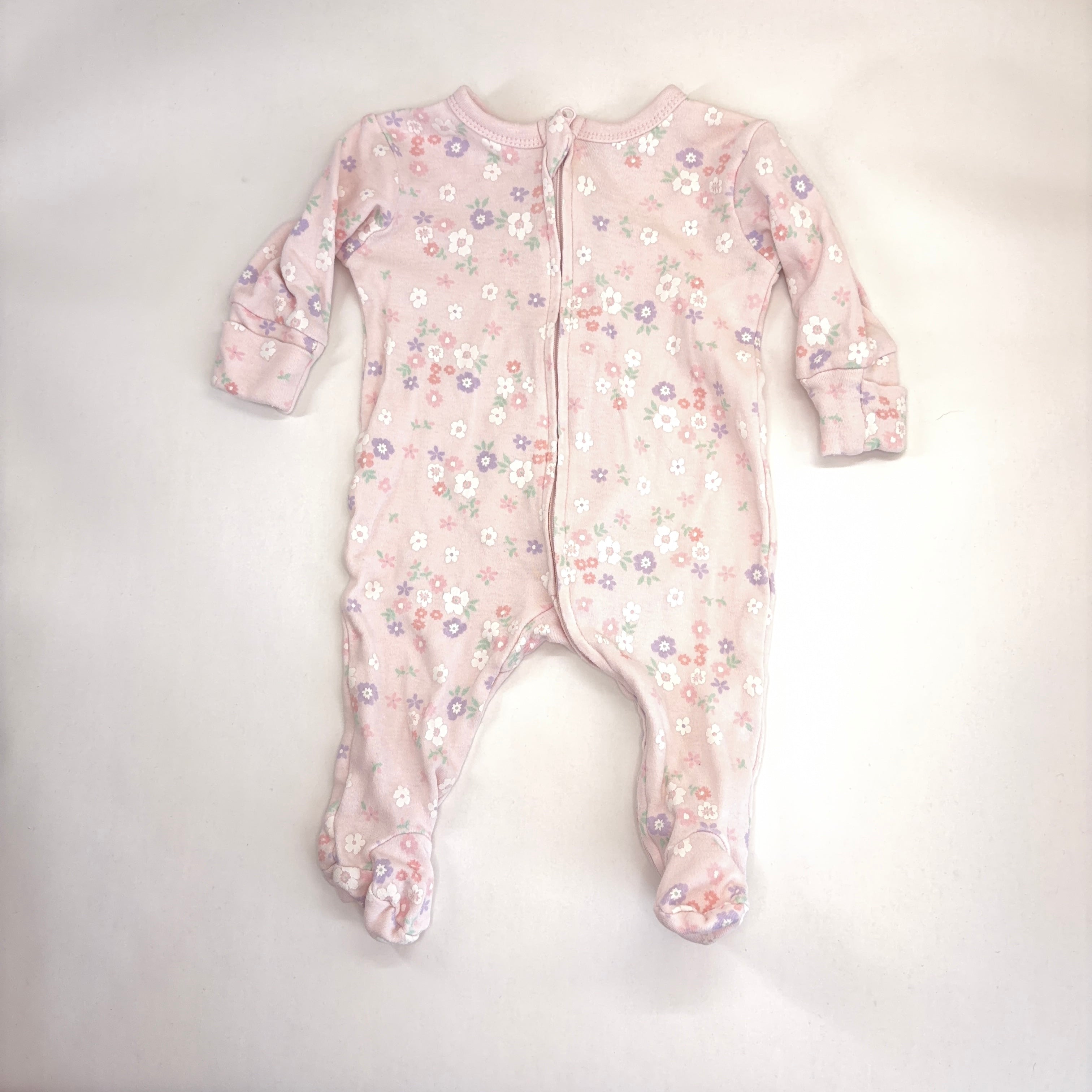Baby Berry Pink Floral Zip Growsuit - 0-3 Months | 000