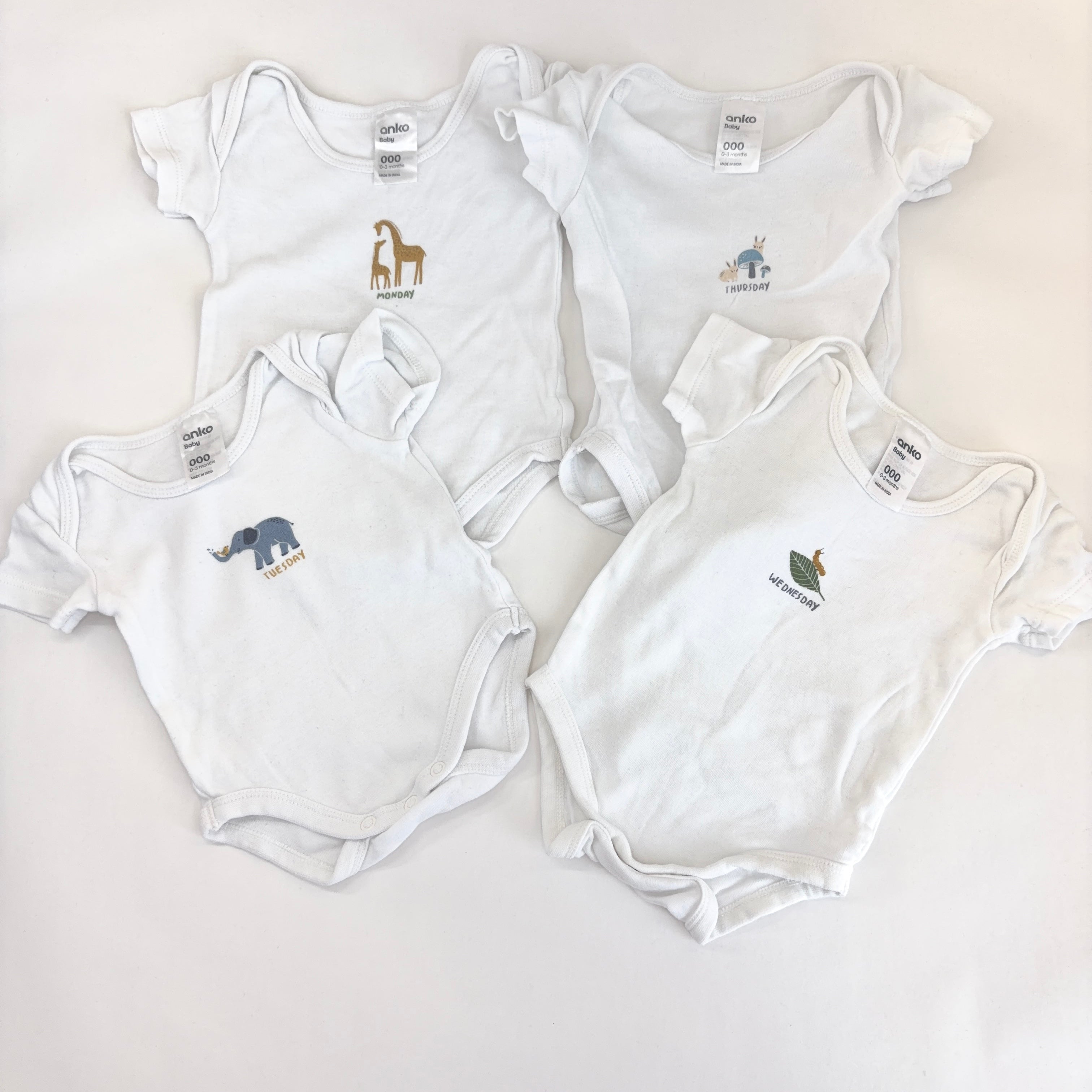 Anko Days of the Week Bodysuit Bundle - 7 Pack - 0-3 Months | 000
