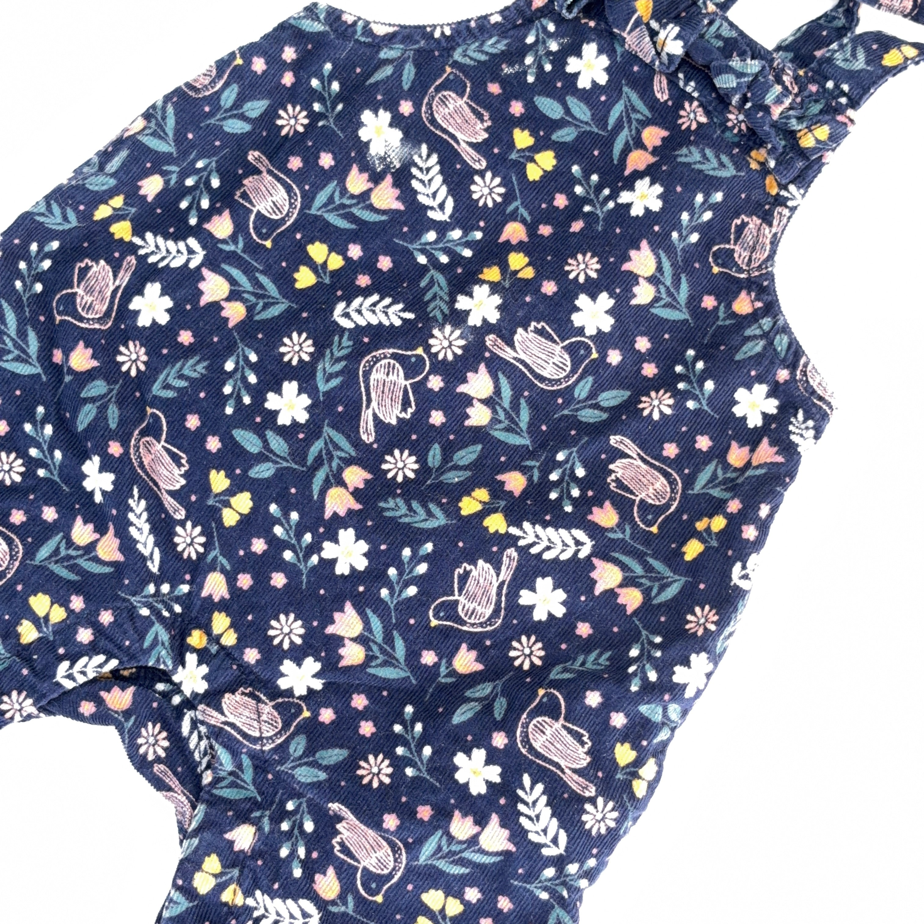 Anko Navy Floral Overall Romper - 0-3 Months | 000