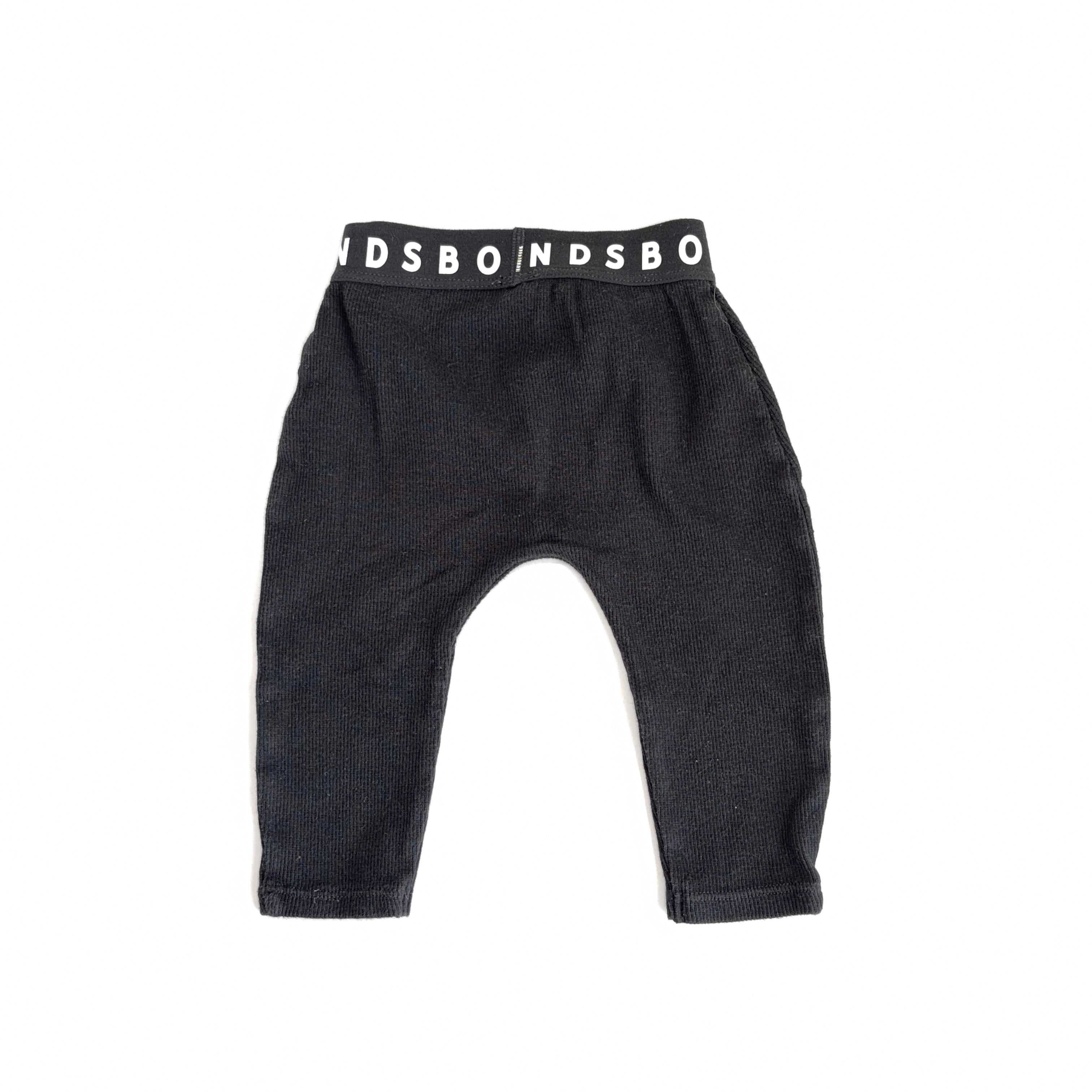 Bonds Ribbed Leggings - Black - 3-6 Months | 00