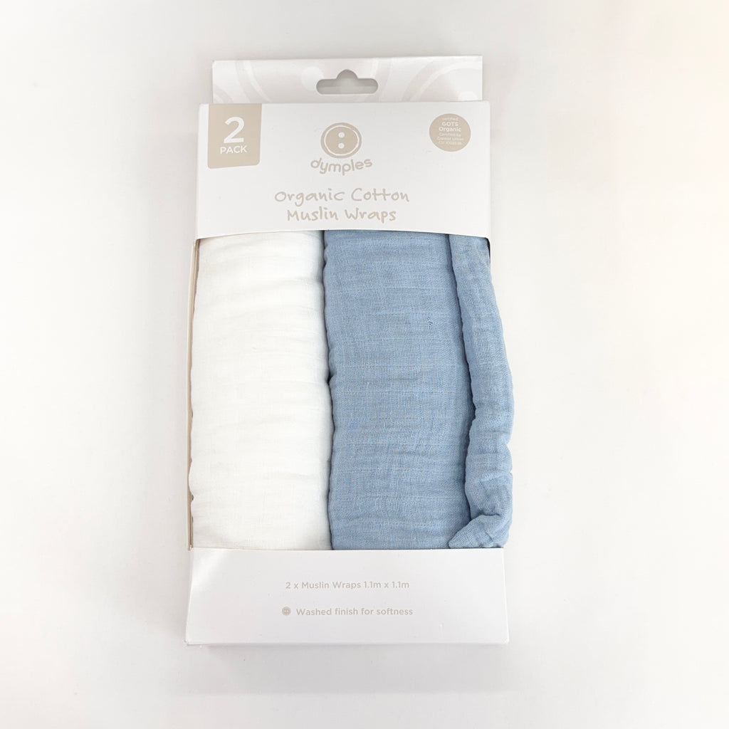 Dymples Organic Cotton Muslin Wraps - 2 Pack