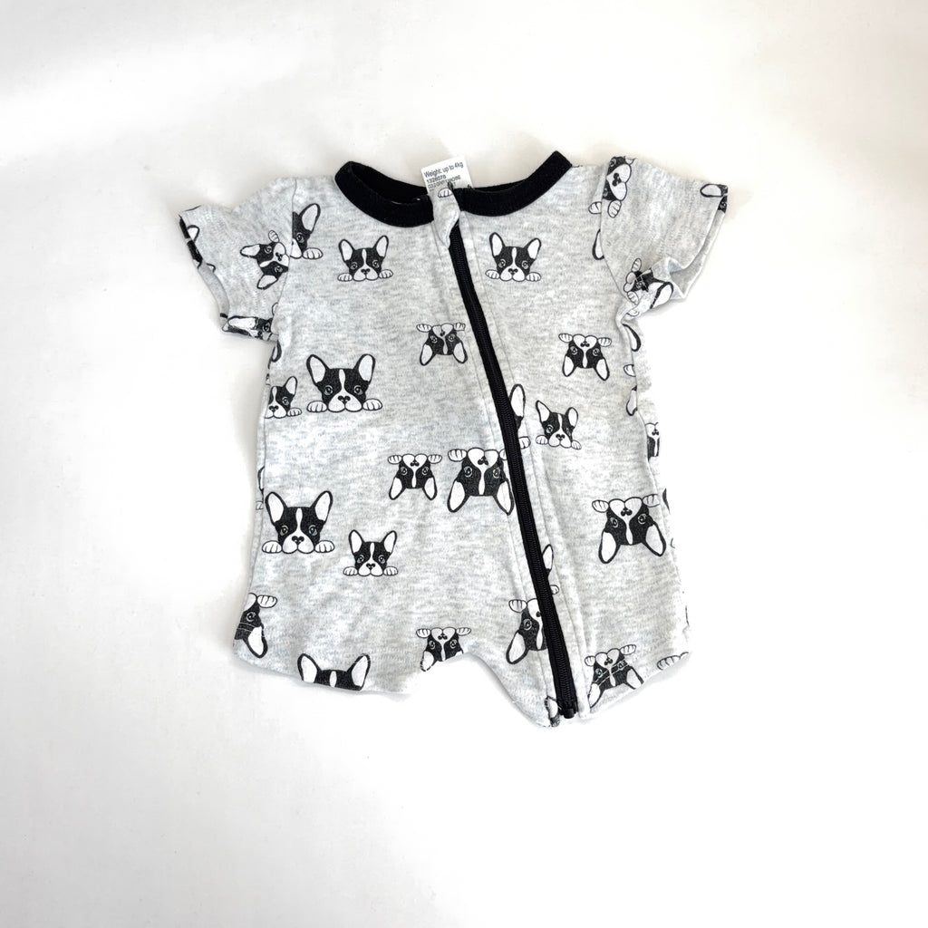 Baby Berry French Bulldog Zip Romper - Newborn | 0000