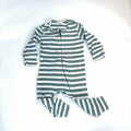 Baby Berry Sage Ribbed Stripe Zip Growsuit - 6-12 Months | 0