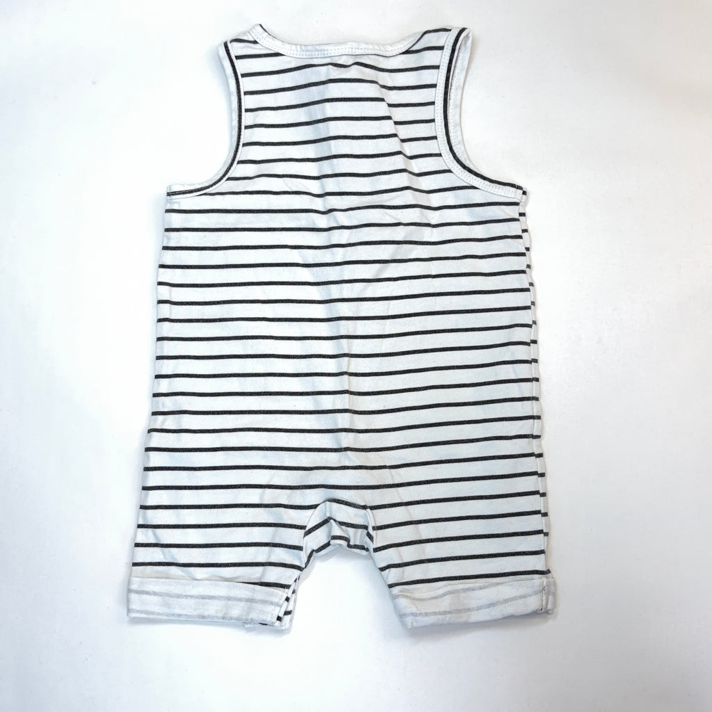 Cotton On Kids Black & White Striped Sleeveless Romper - 3-6 Months | 00