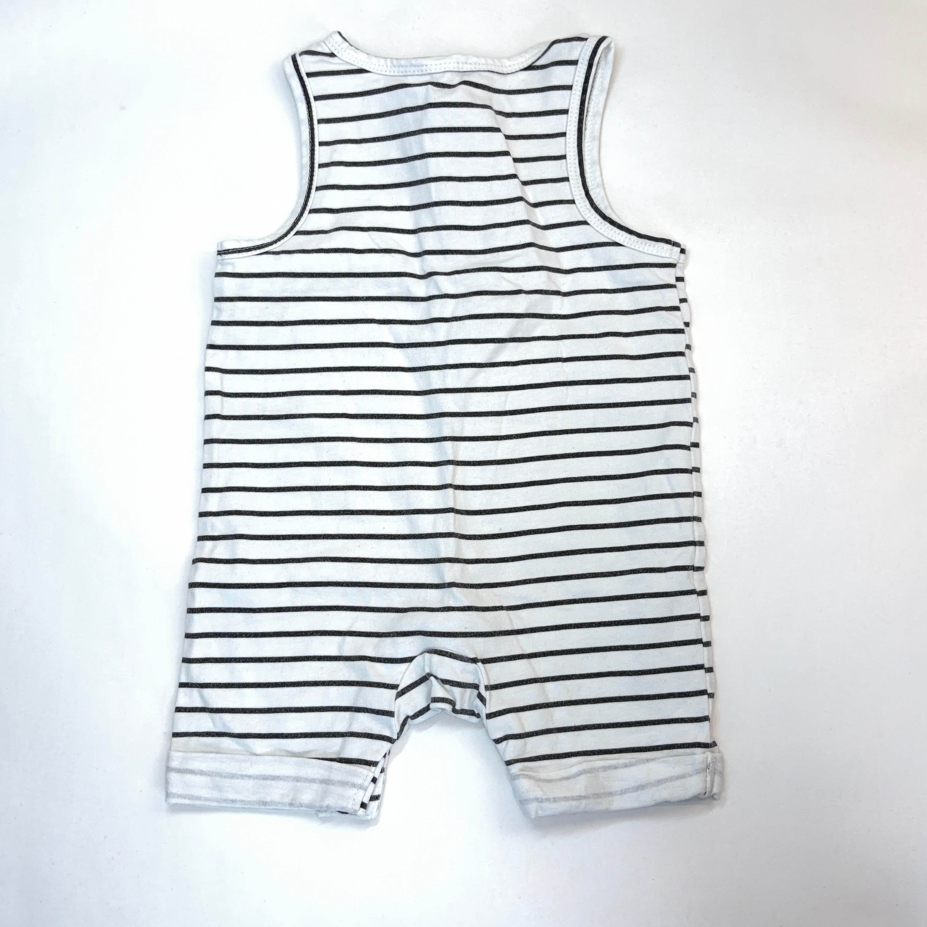 Cotton On Kids Black & White Striped Sleeveless Romper - 3-6 Months | 00