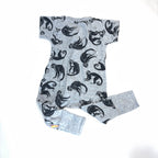 Bonds Grey Monkey Print Short Sleeve Wondersuit - 3-6 Months | 00