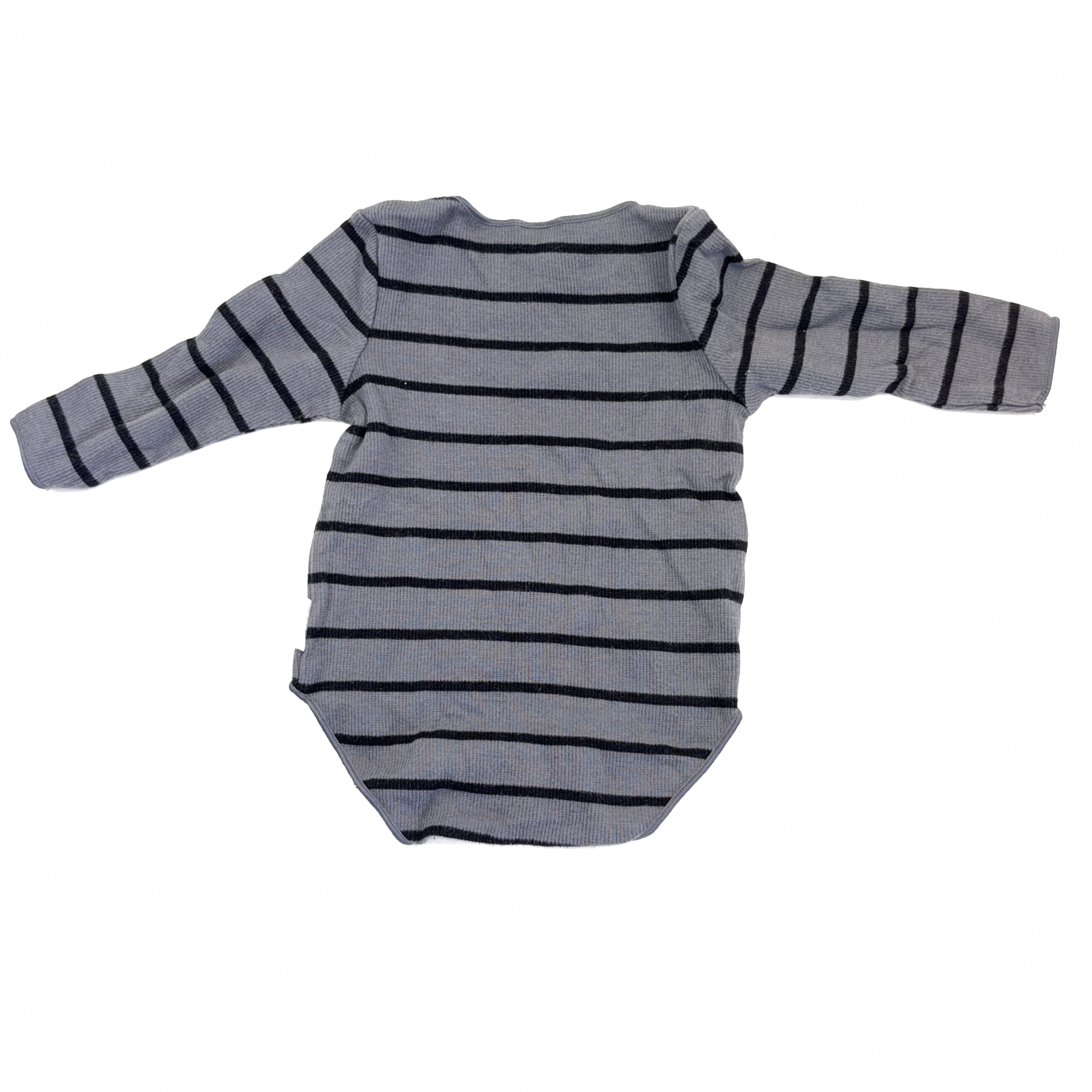 Bonds Grey Striped Rib Bodysuit - 0-3 Months | 000