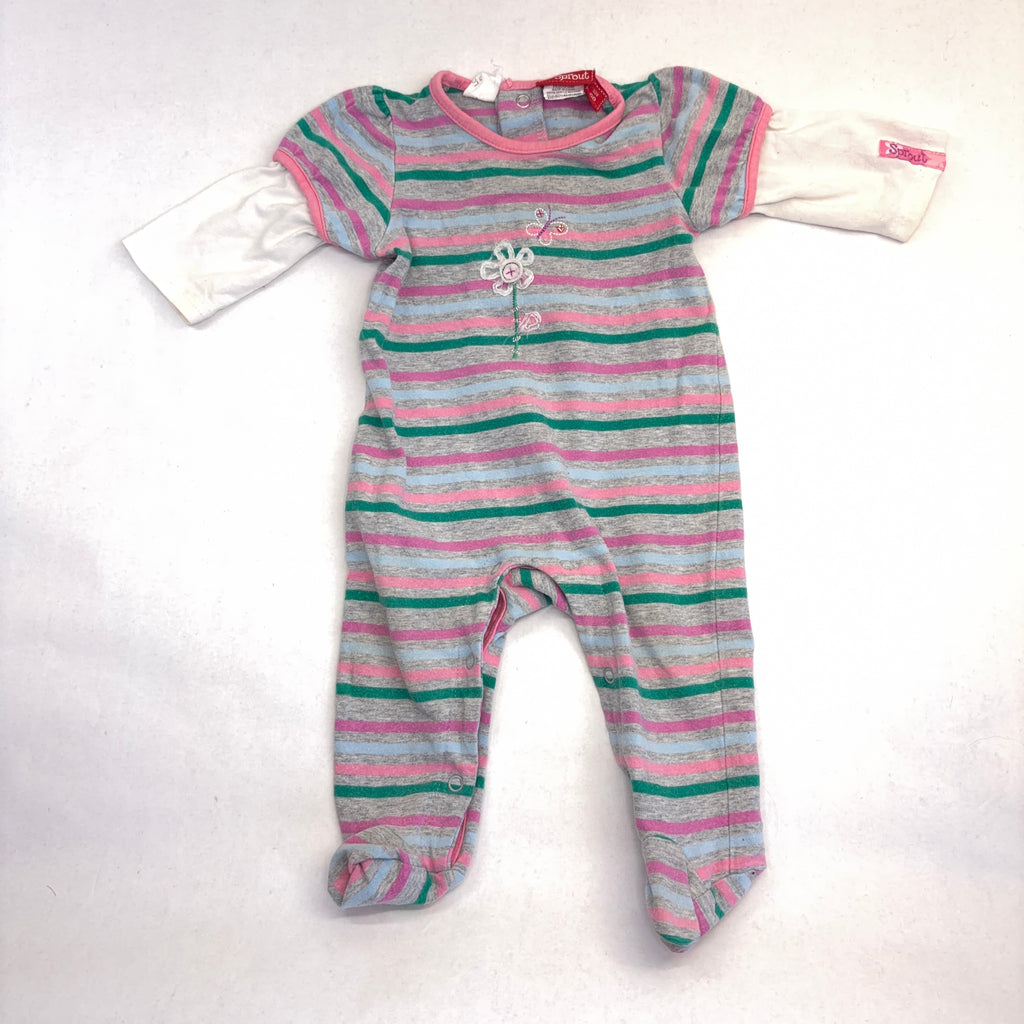 Sprout Striped Footed Growsuit - 3-6 Months | 00