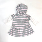 Tiny Little Wonders Grey & Pink Striped Hooded Dress - 3-6 Months | 00