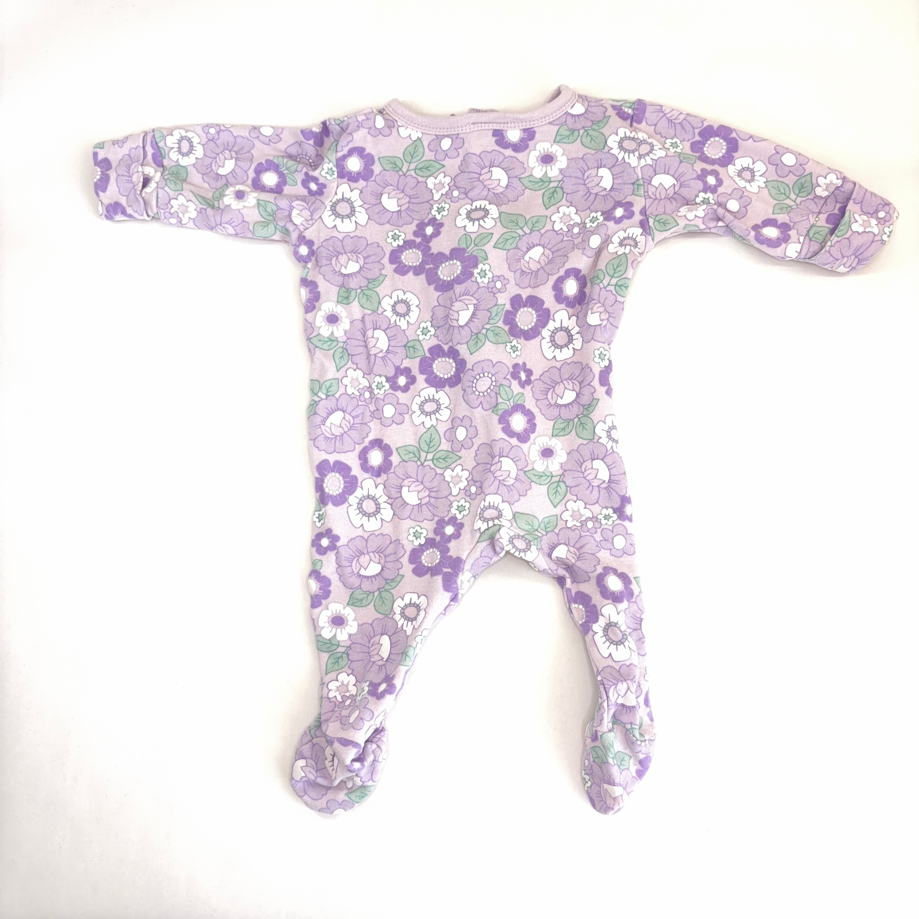 Baby Berry Purple Floral Zip Growsuit - 0-3 Months | 000