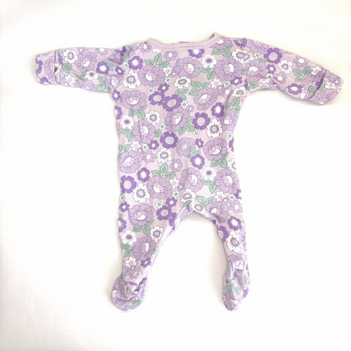 Baby Berry Purple Floral Zip Growsuit - 0-3 Months | 000