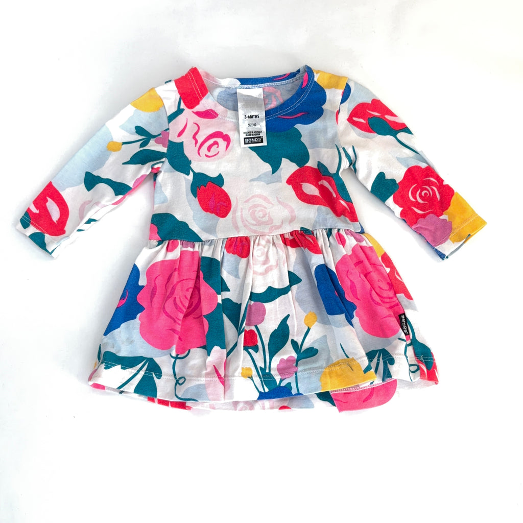 Bonds Floral Long Sleeve Dress - 3-6 Months | 00