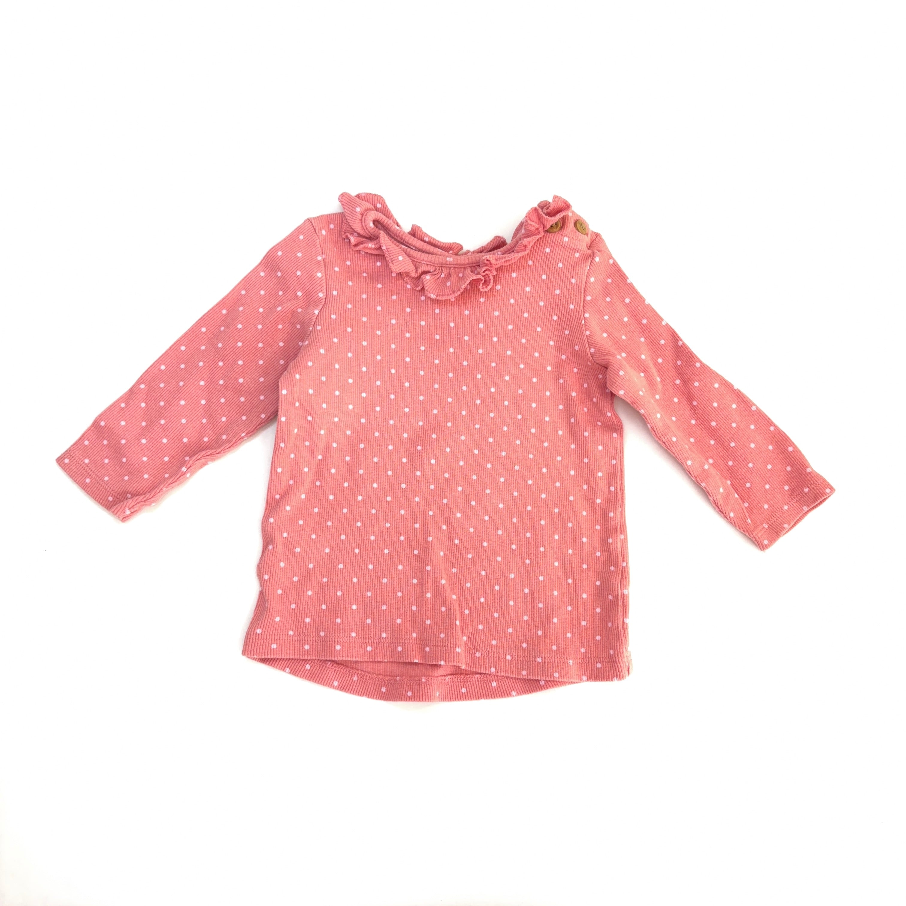 Dymples Pink Polka Dot Long Sleeve Top - 3-6 Months | 00