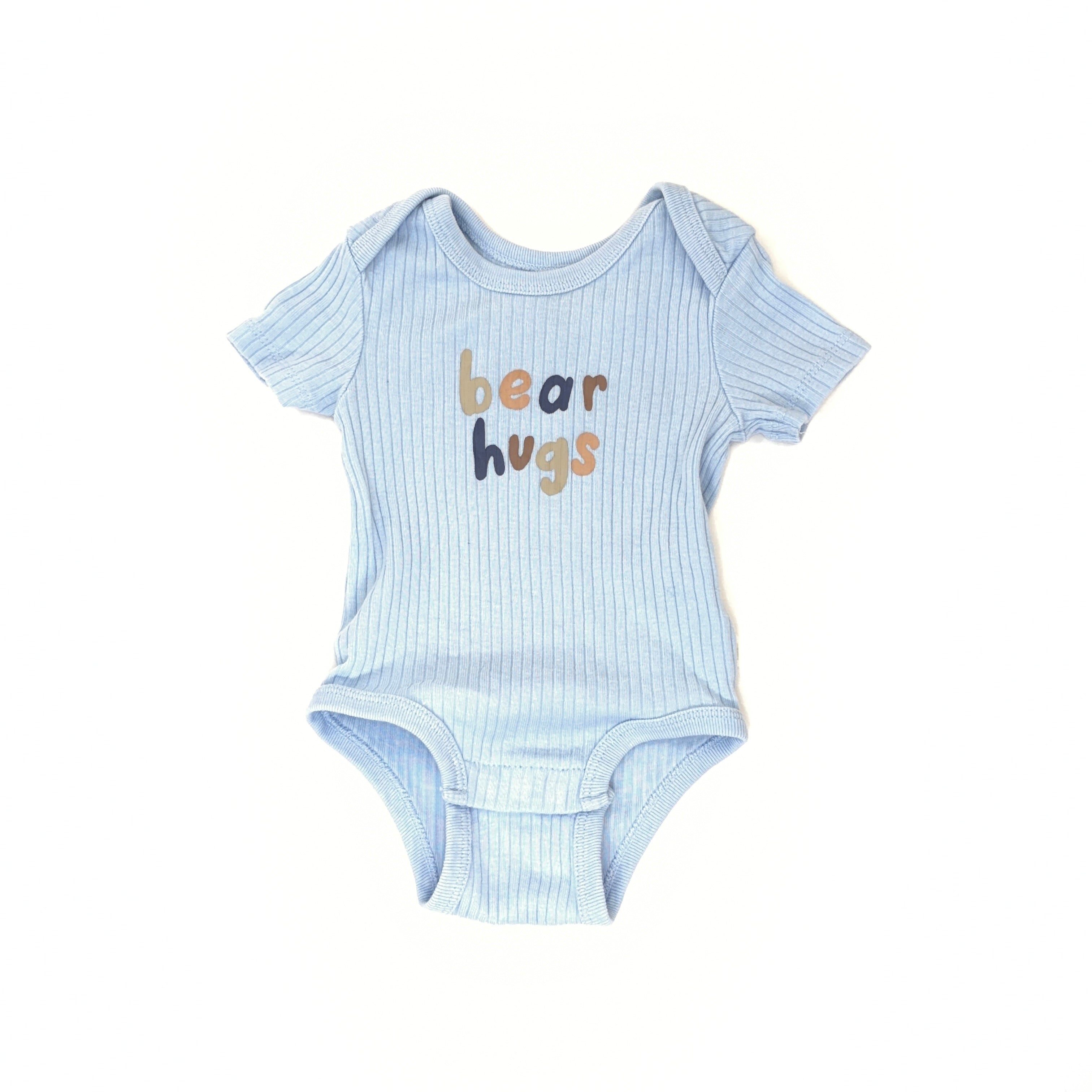 Huggies Blue Ribbed Bear Hugs Bodysuit - 0-3 Months | 000