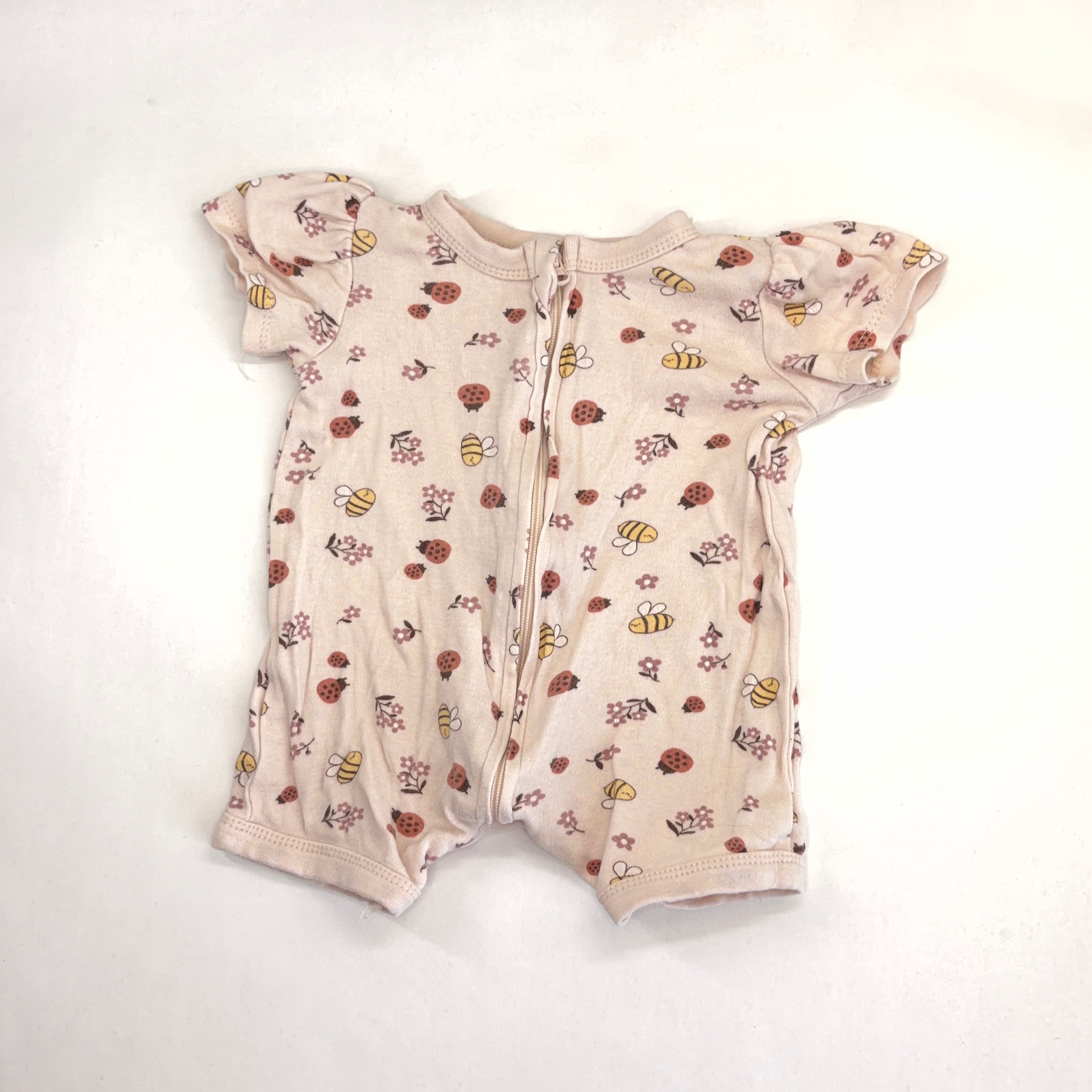 Baby Berry Bee Print Short Sleeve Romper - 0-3 Months | 000