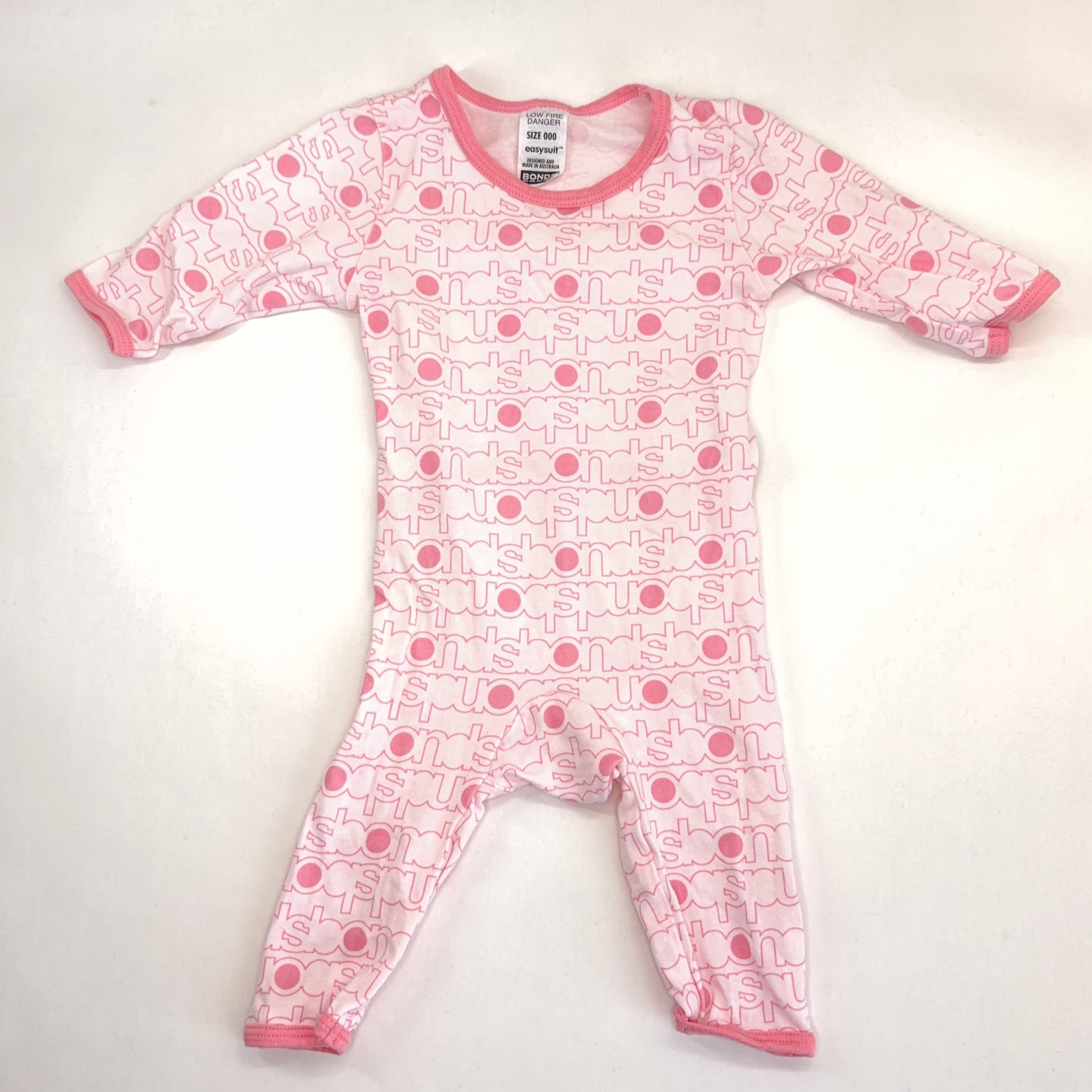 Bonds Pink Logo Easysuit - 0-3 Months | 000