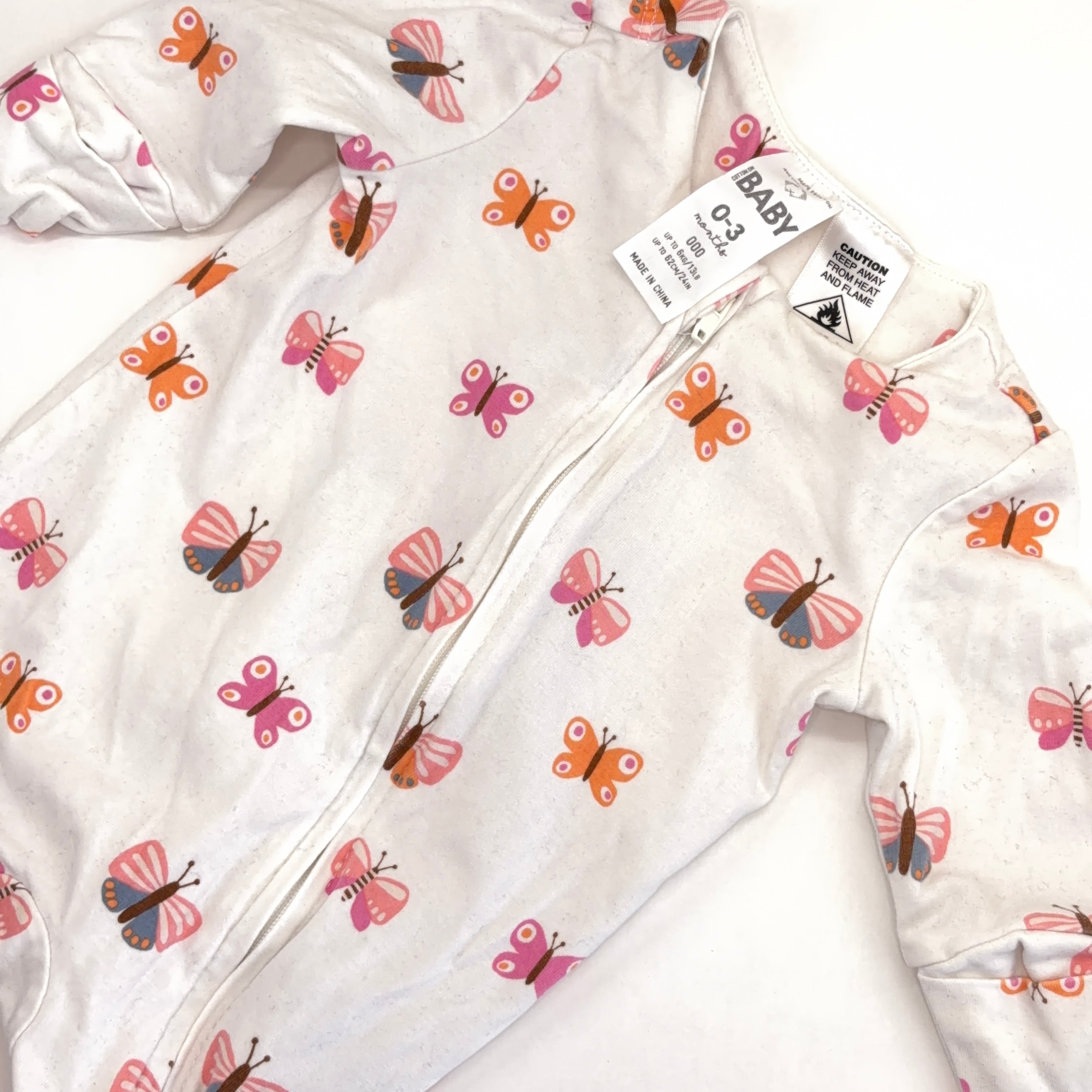 Cotton On Butterfly Zip Growsuit - 0-3 Months | 000