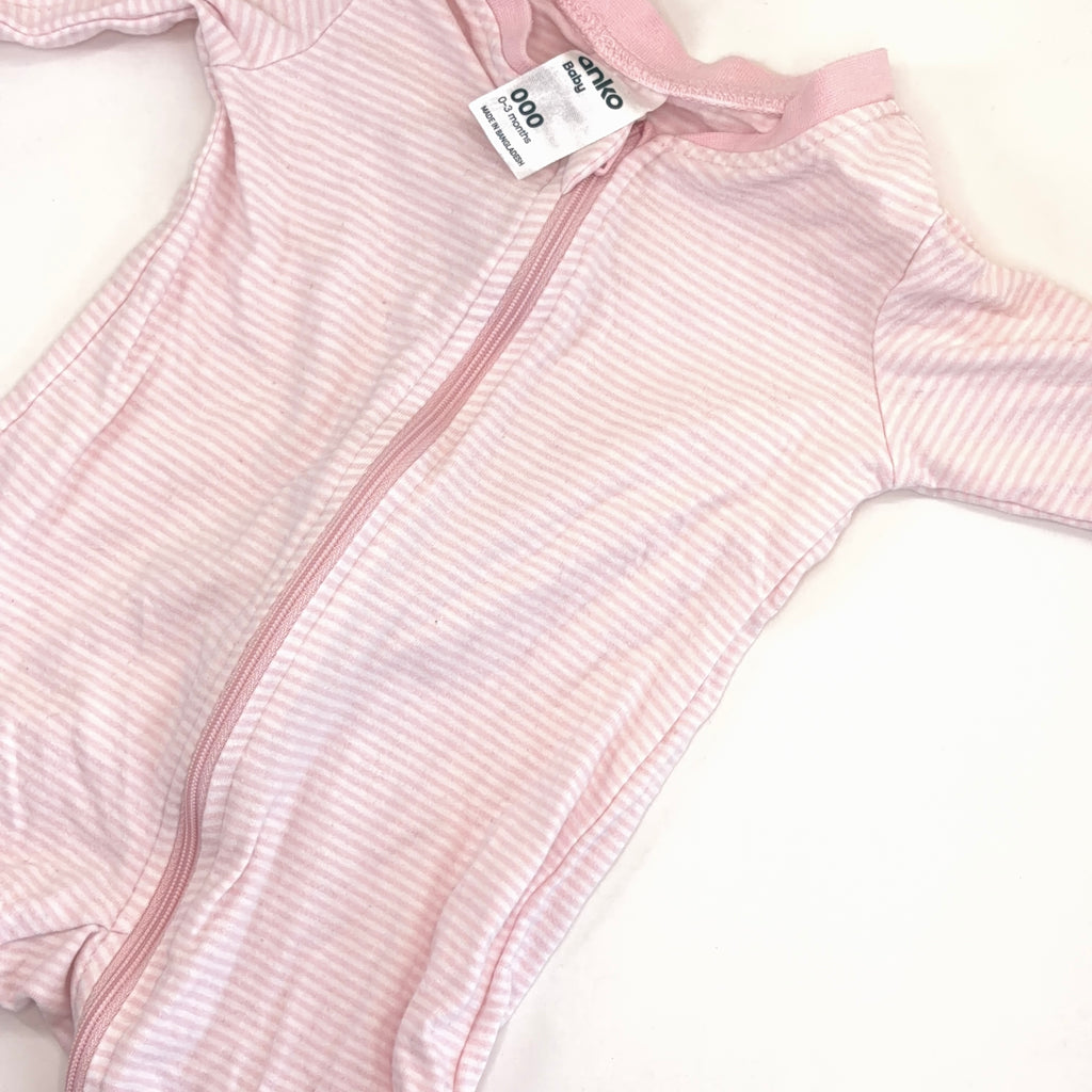 Anko Pink Stripe Zip Growsuit - 0-3 Months | 000