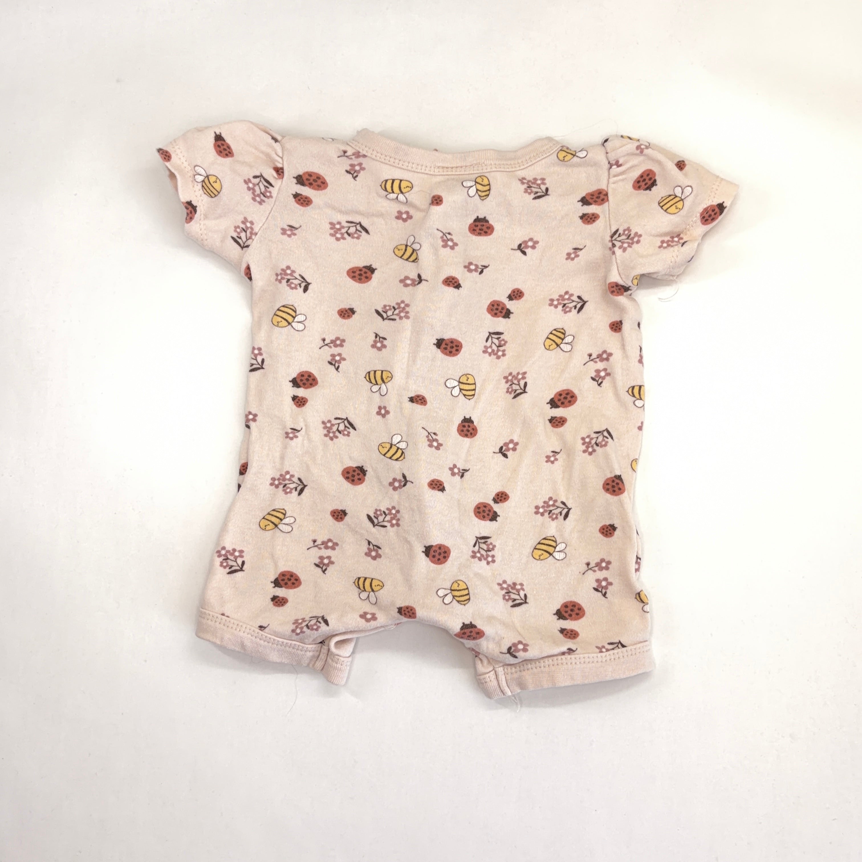 Baby Berry Bee Print Short Sleeve Romper - 0-3 Months | 000