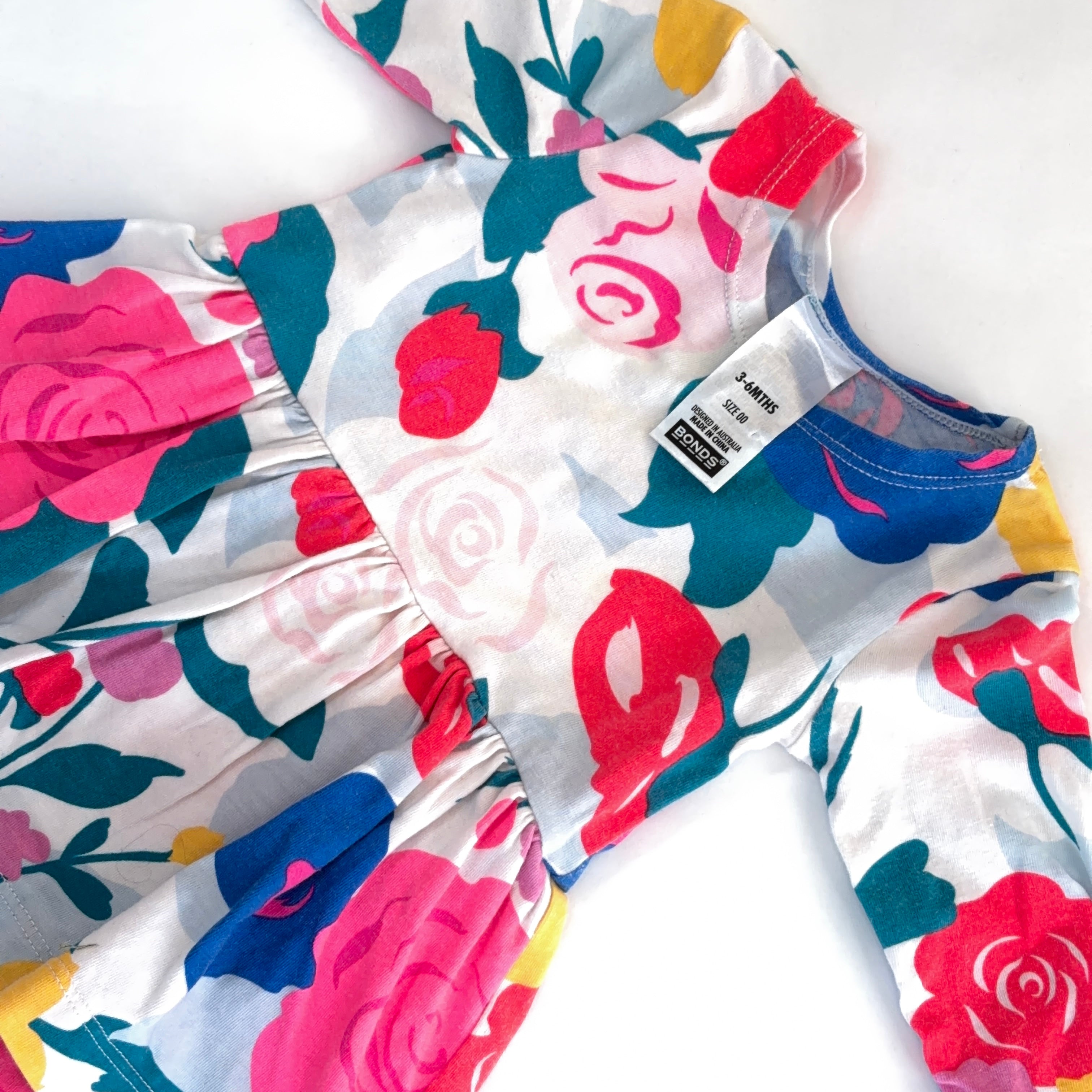 Bonds Floral Long Sleeve Dress - 3-6 Months | 00