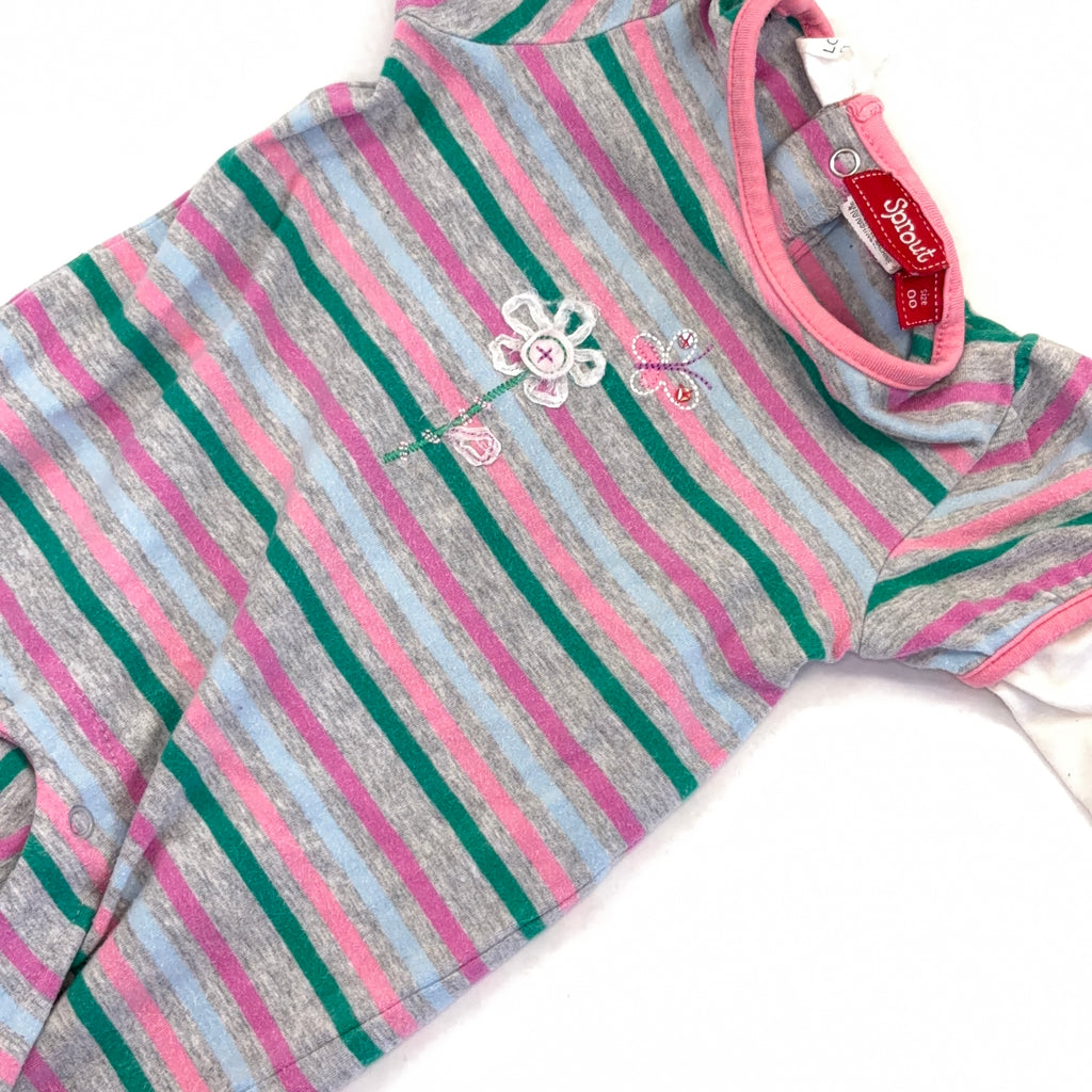 Sprout Striped Footed Growsuit - 3-6 Months | 00