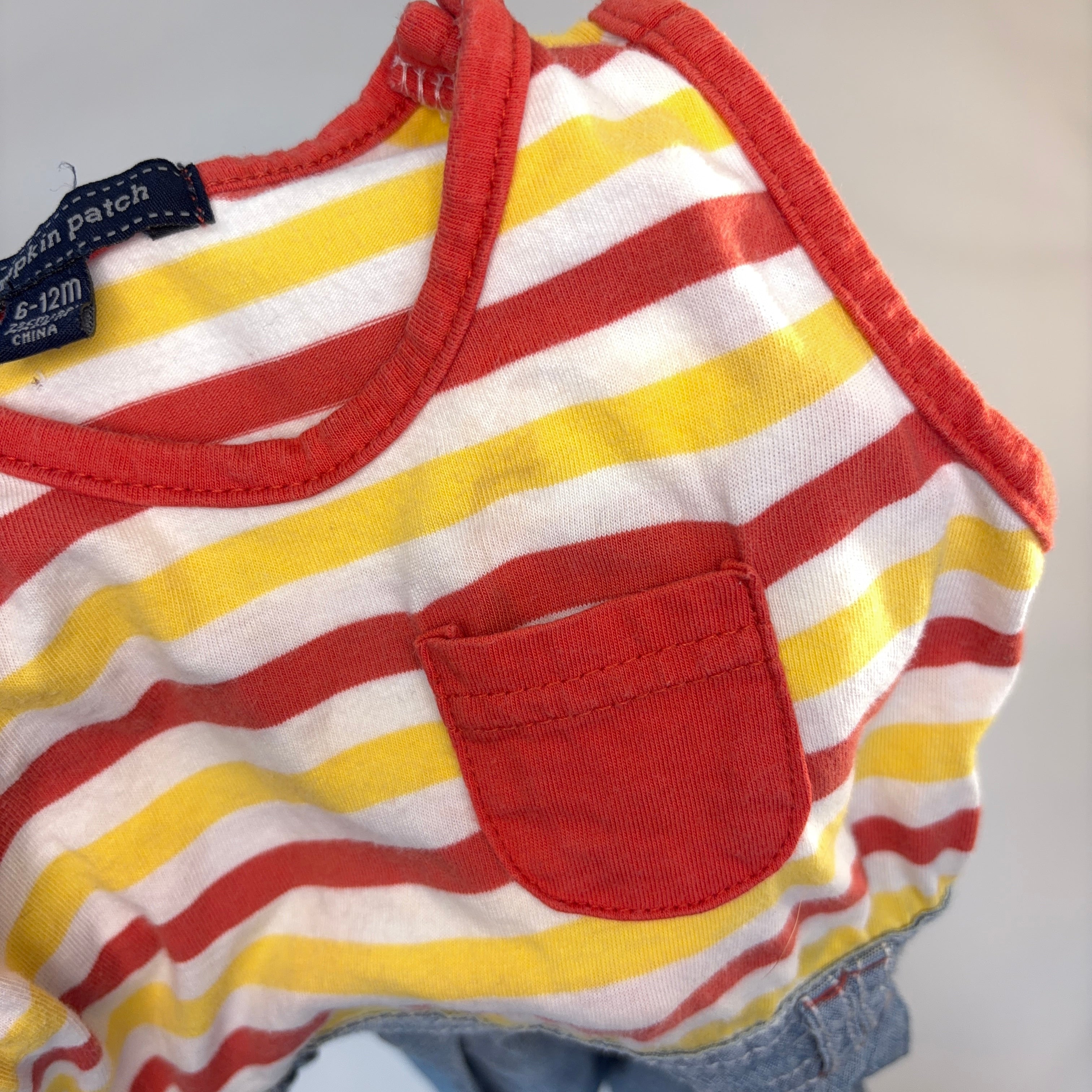 Pumpkin Patch Denim & Stripe Dress - 6-12 Months | 0