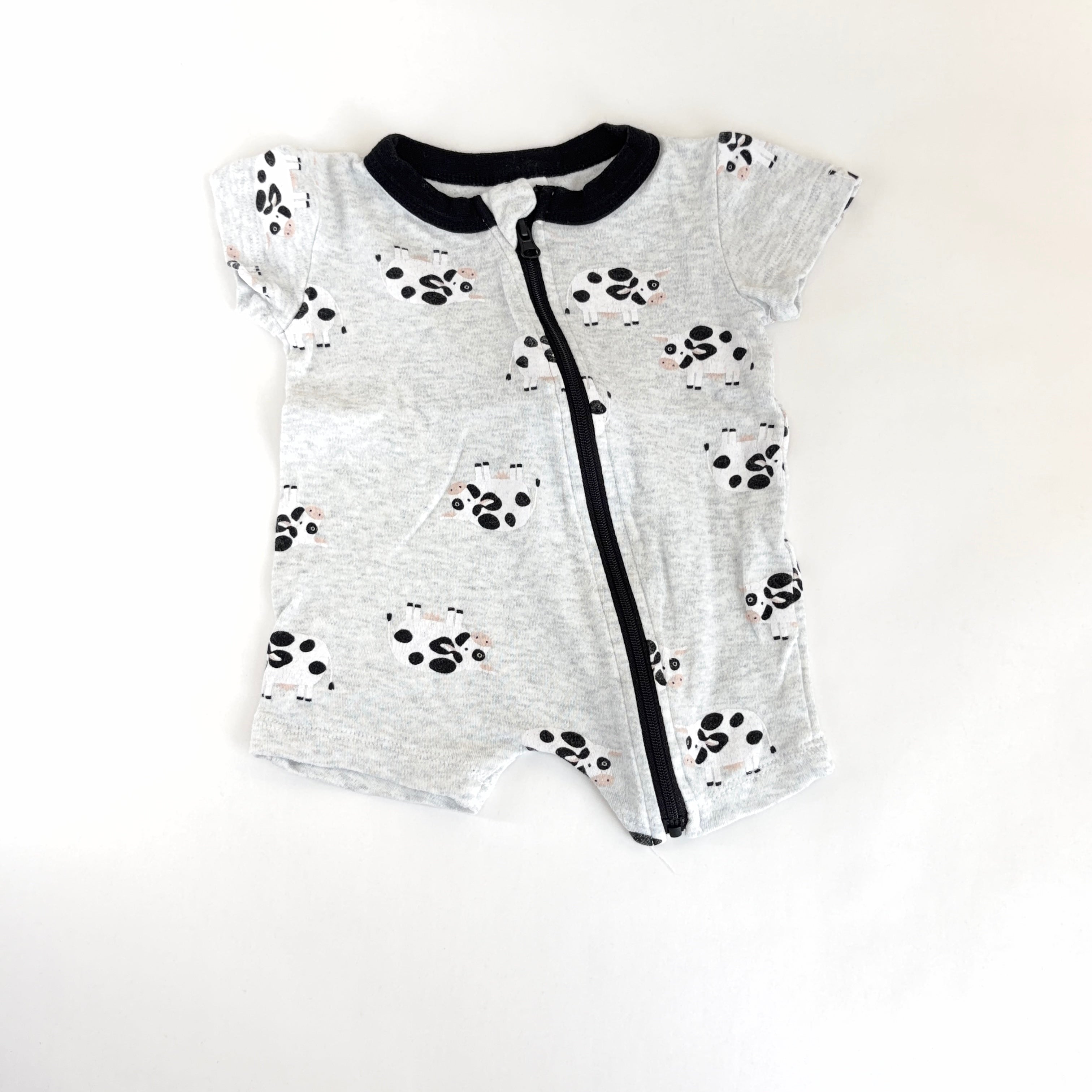 Baby Berry Cow Print Zip Romper - 0-3 Months | 000