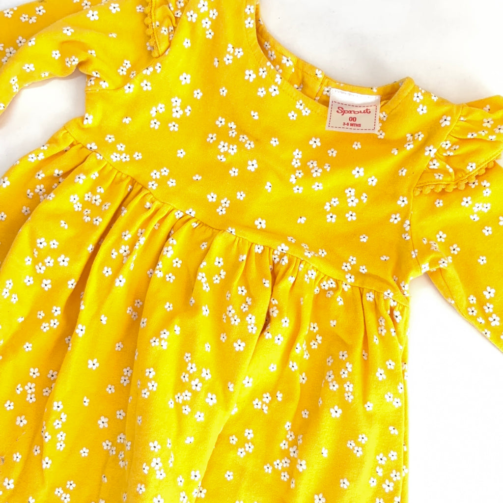 Sprout Floral Long Sleeve Dress - 3-6 Months | 00