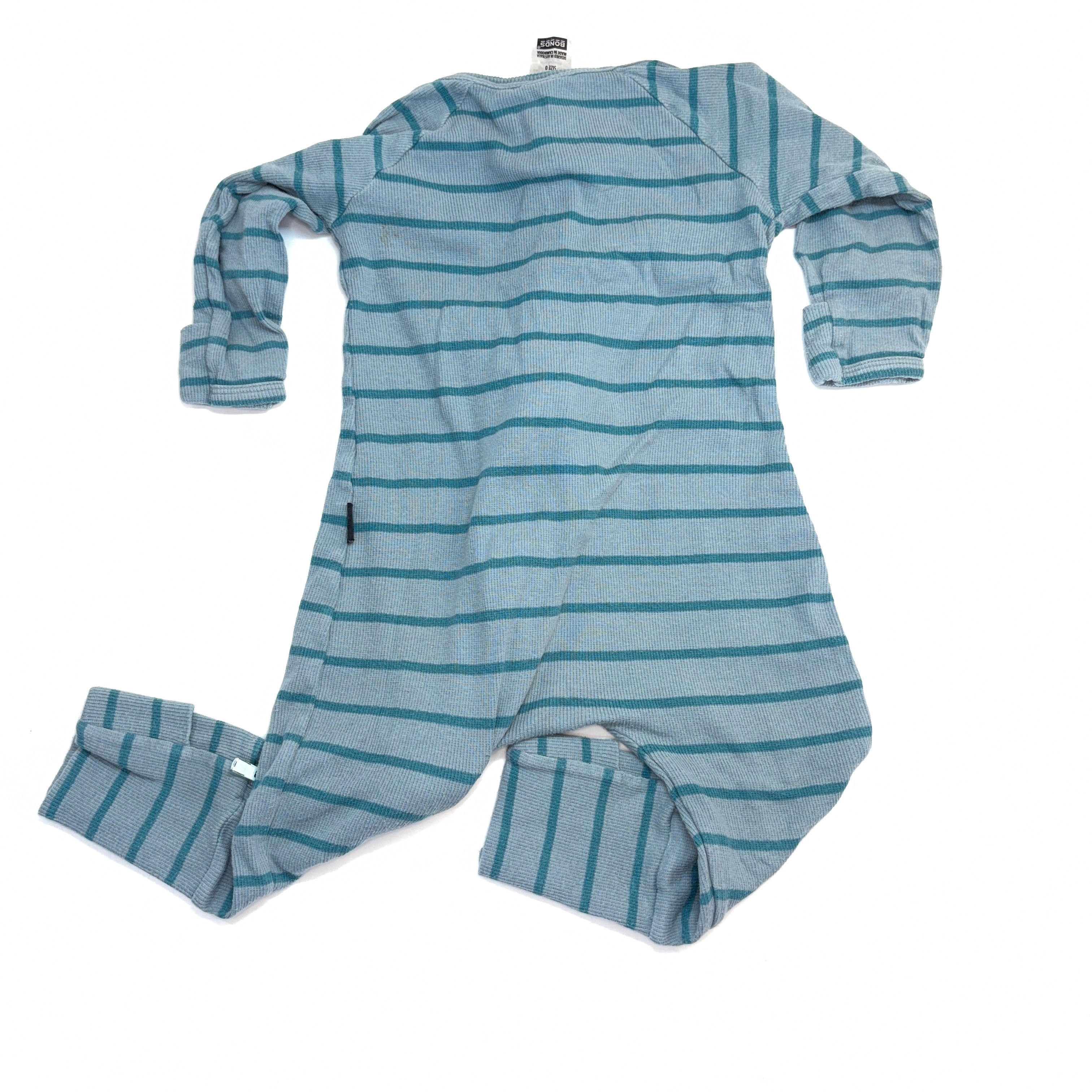 Bonds Blue & Teal Stripe Wondersuit - 6-12 Months | 0
