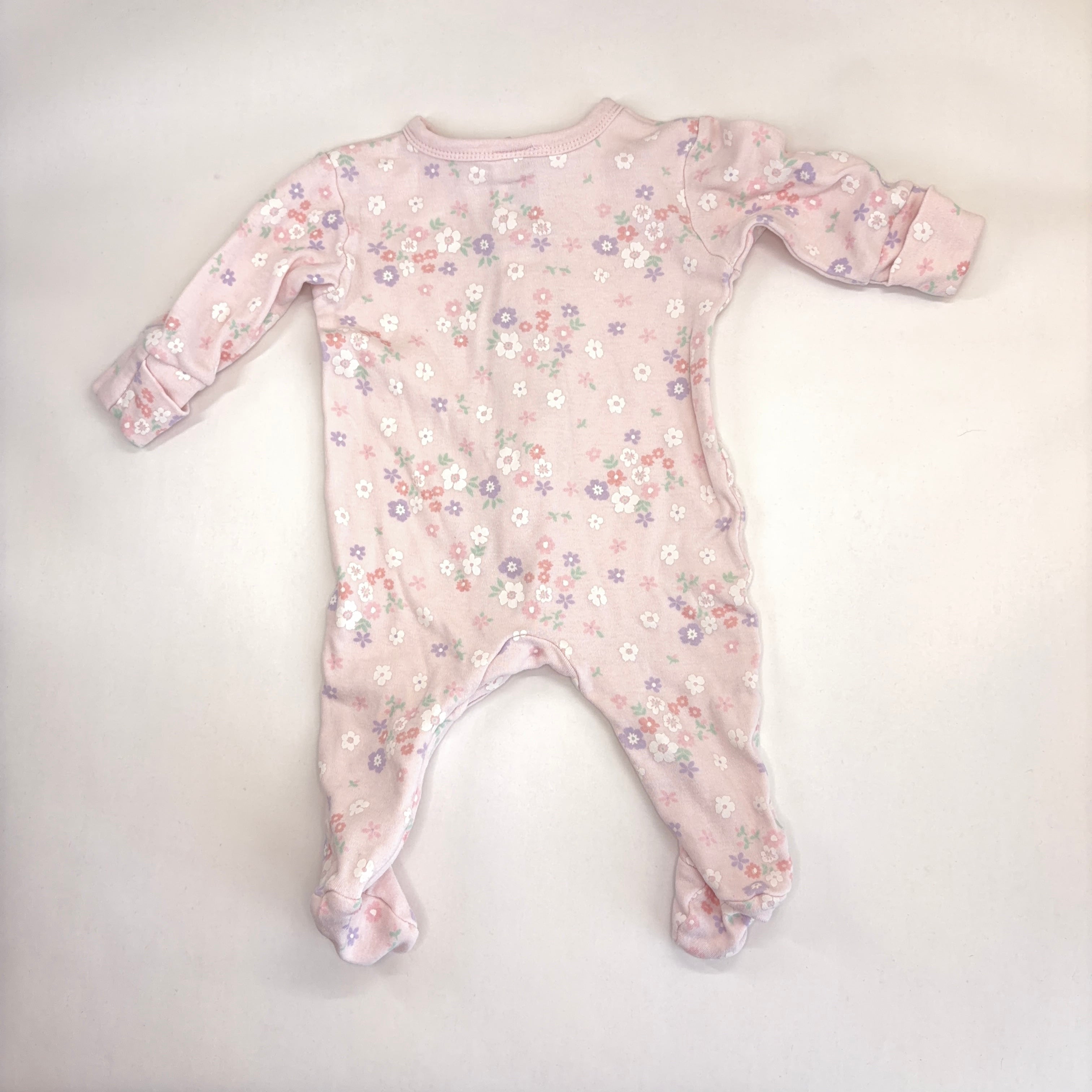 Baby Berry Pink Floral Zip Growsuit - 0-3 Months | 000