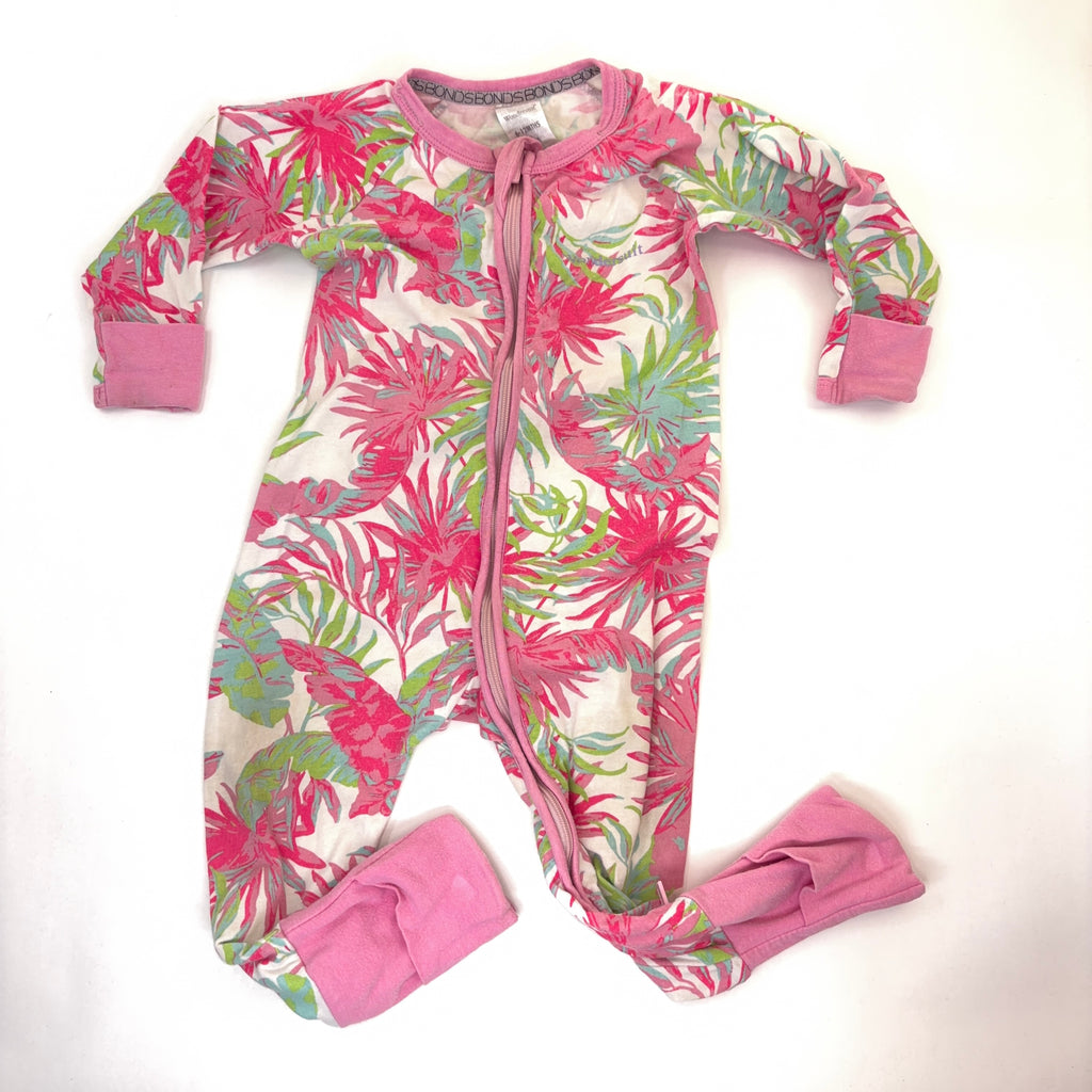 Bonds Pink Tropical Print Wondersuit - 6-12 Months | 0