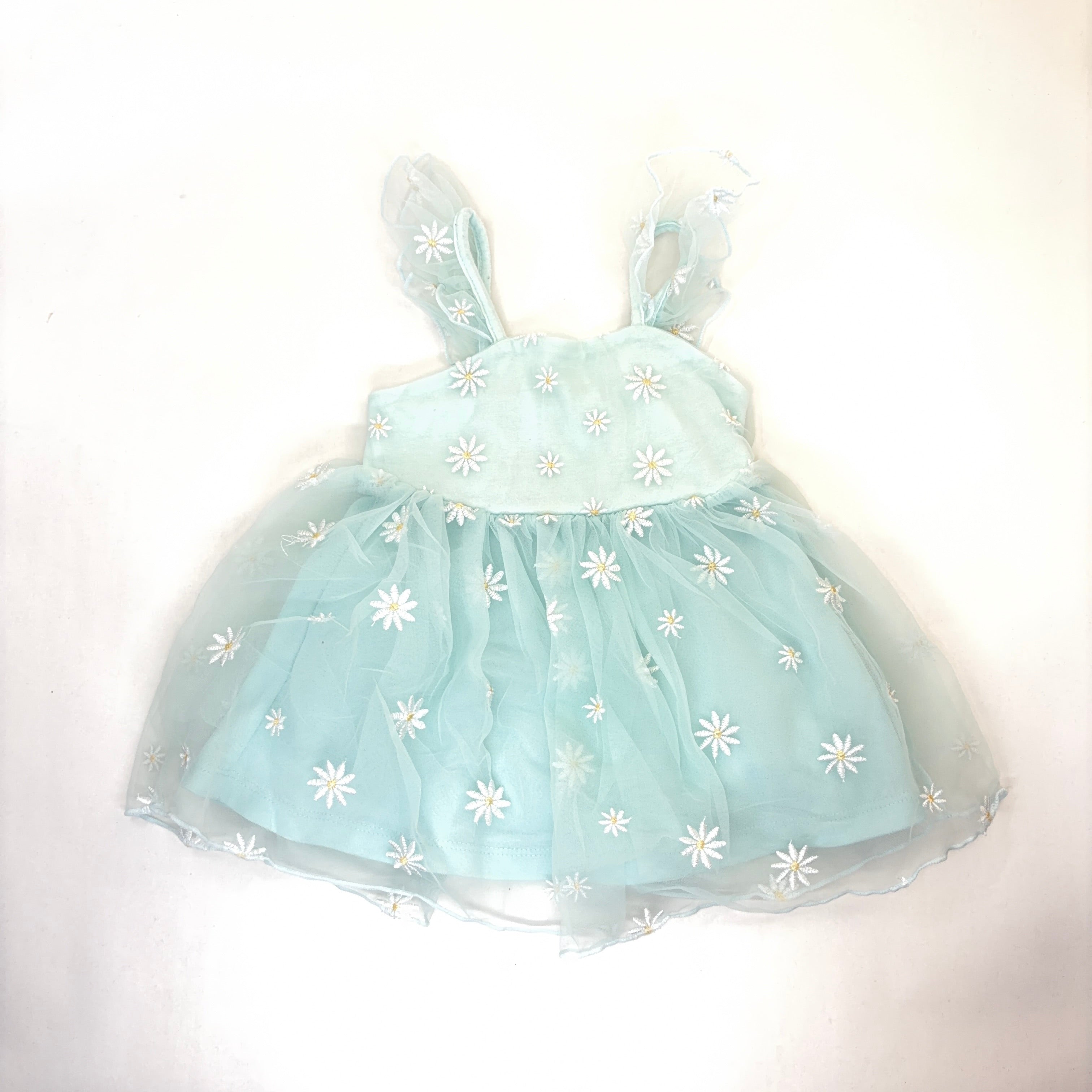Dymples Mint Daisy Tulle Party Dress - 3-6 Months | 00