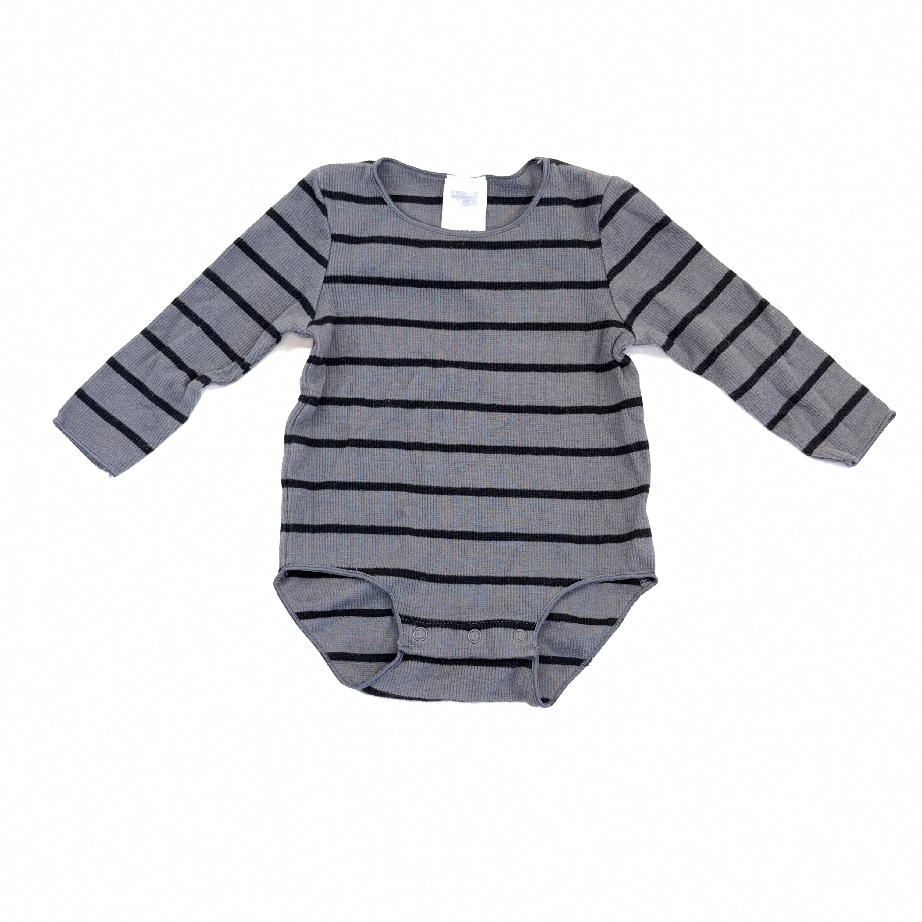 Bonds Grey Striped Rib Bodysuit - 0-3 Months | 000