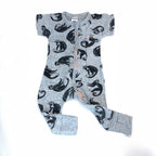 Bonds Grey Monkey Print Short Sleeve Wondersuit - 3-6 Months | 00