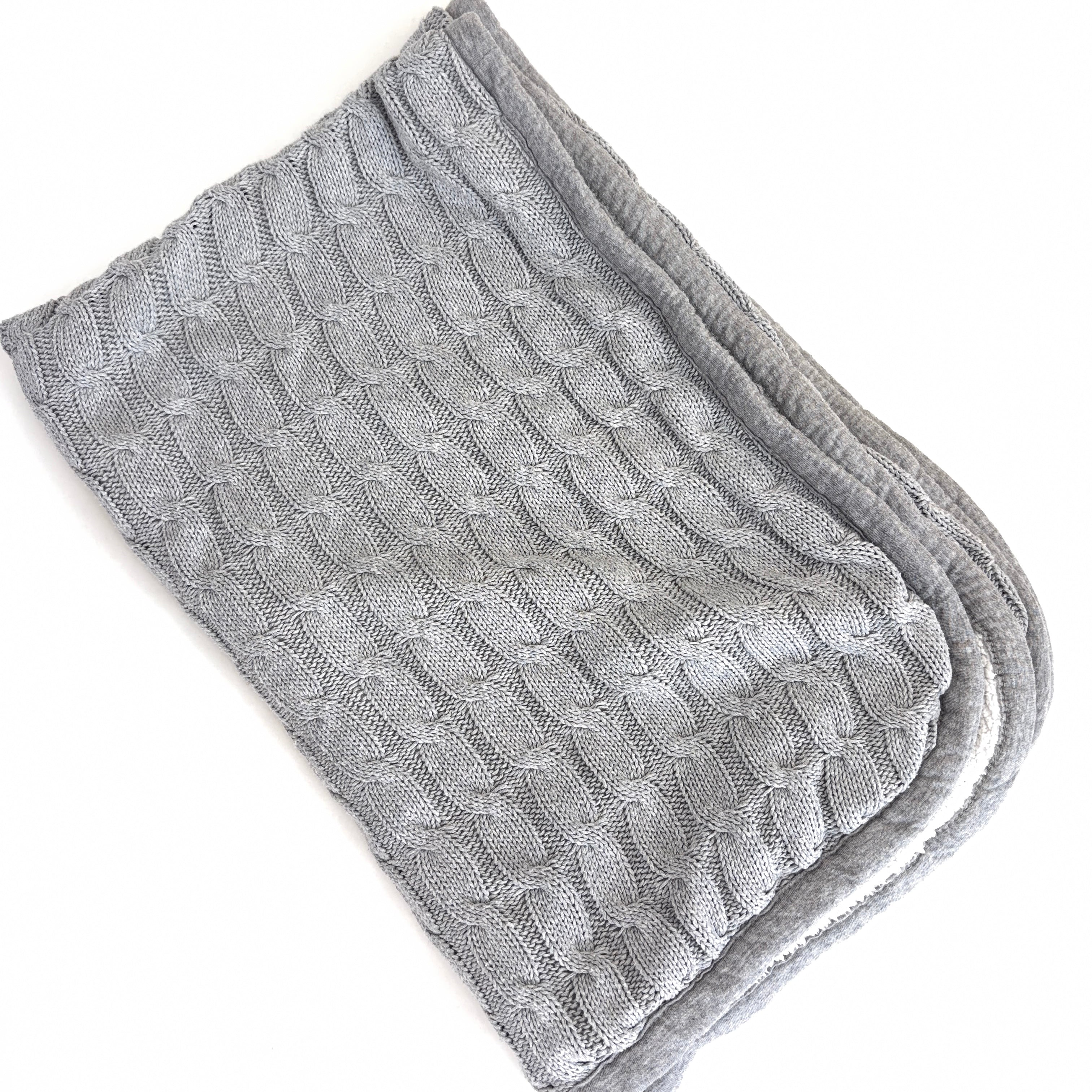 Anko Grey Cable Knit Sherpa Blanket