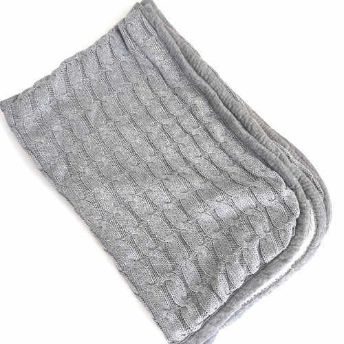 Anko Grey Cable Knit Sherpa Blanket