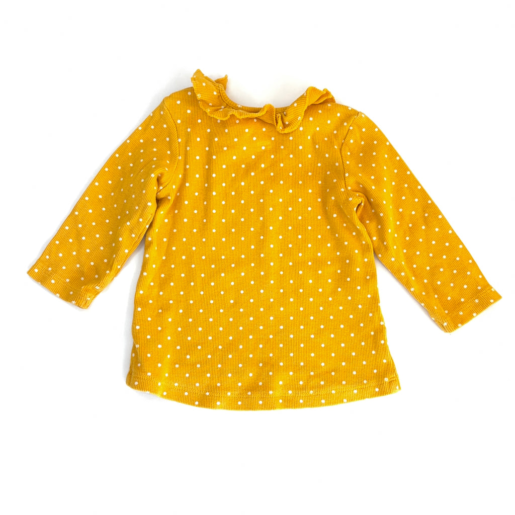 Dymples Mustard Polka Dot Long Sleeve Top - 3-6 Months | 00