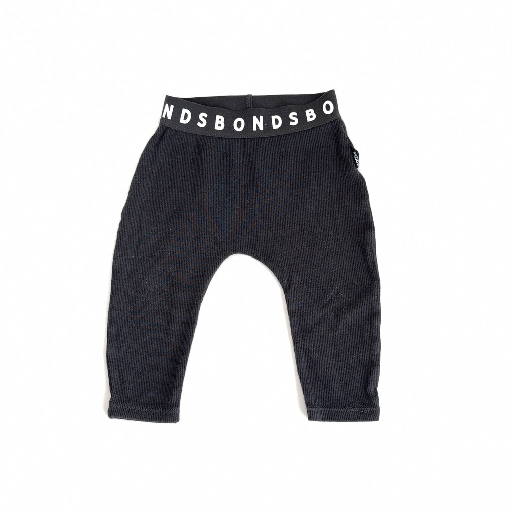 Bonds Ribbed Leggings - Black - 3-6 Months | 00