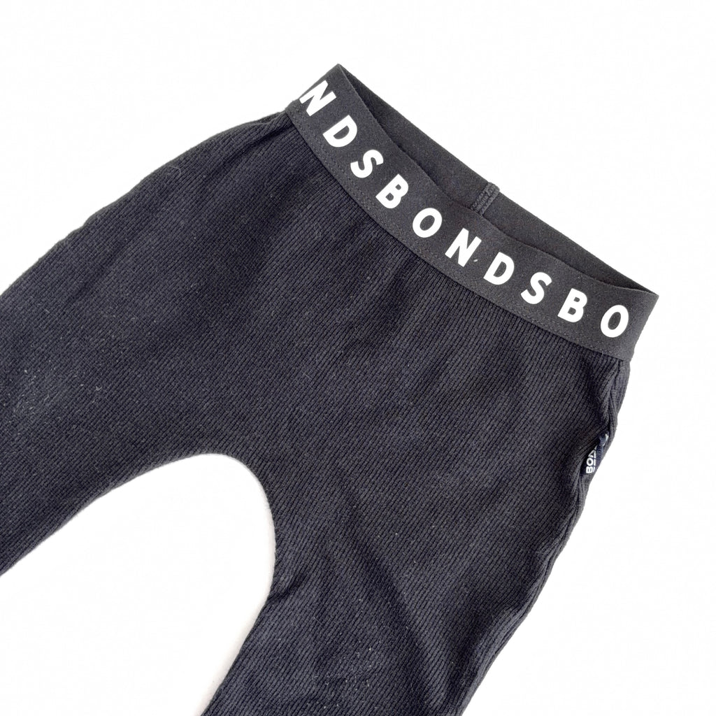 Bonds Ribbed Leggings - Black - 3-6 Months | 00