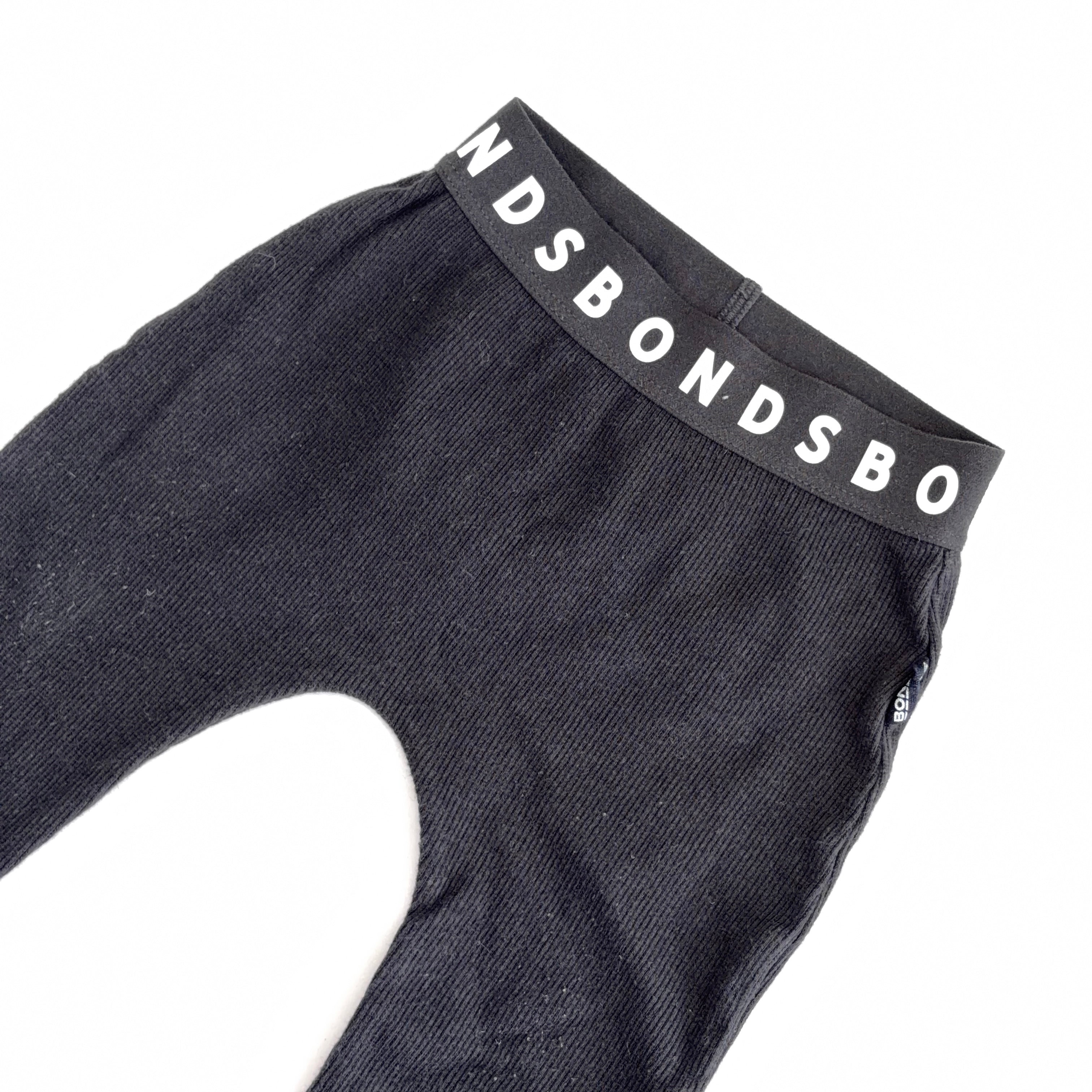 Bonds Ribbed Leggings - Black - 3-6 Months | 00